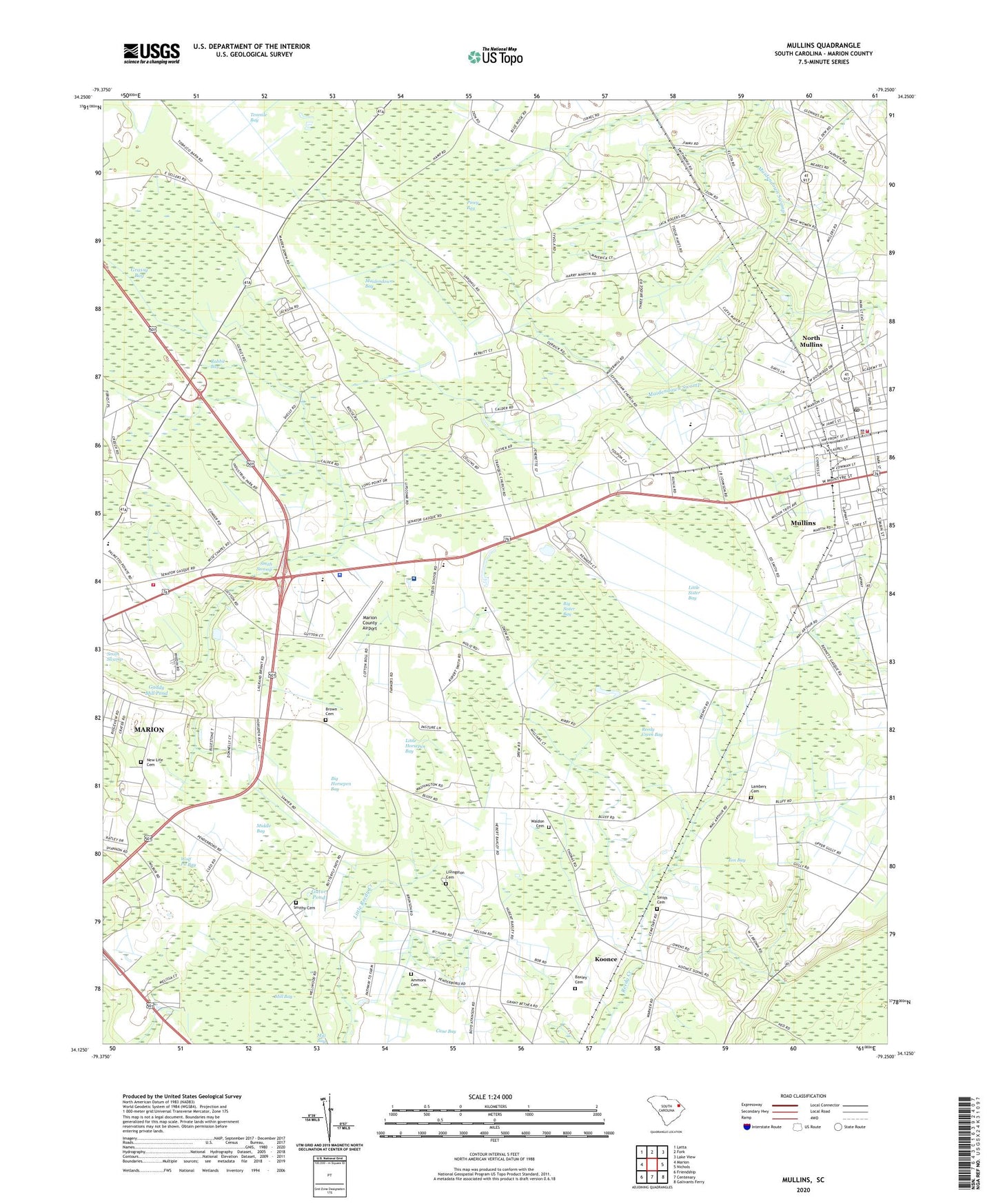 Mullins South Carolina US Topo Map Image