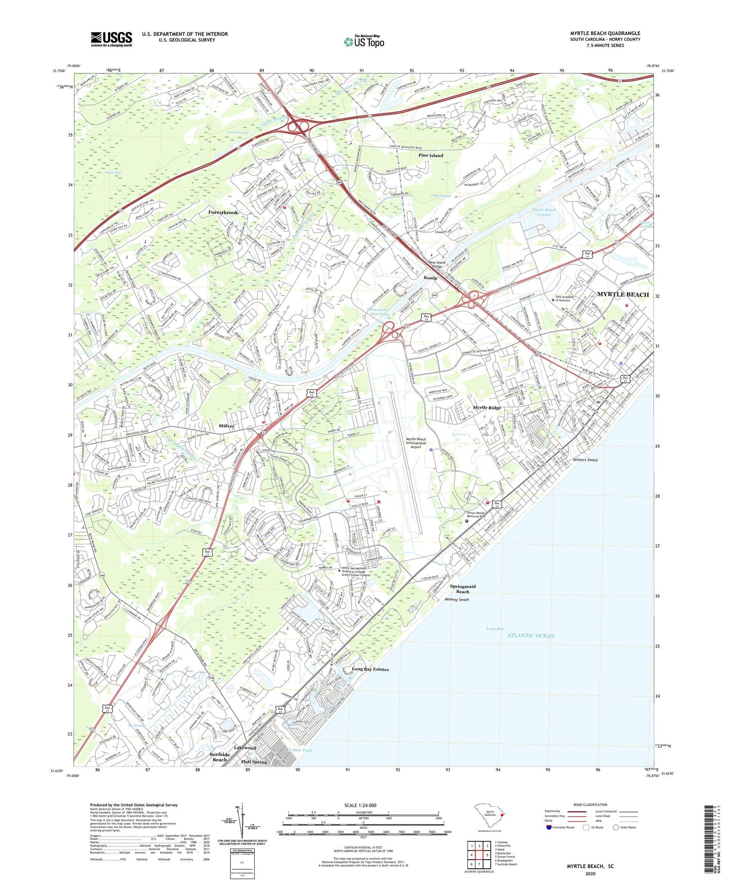 Myrtle Beach South Carolina US Topo Map Image