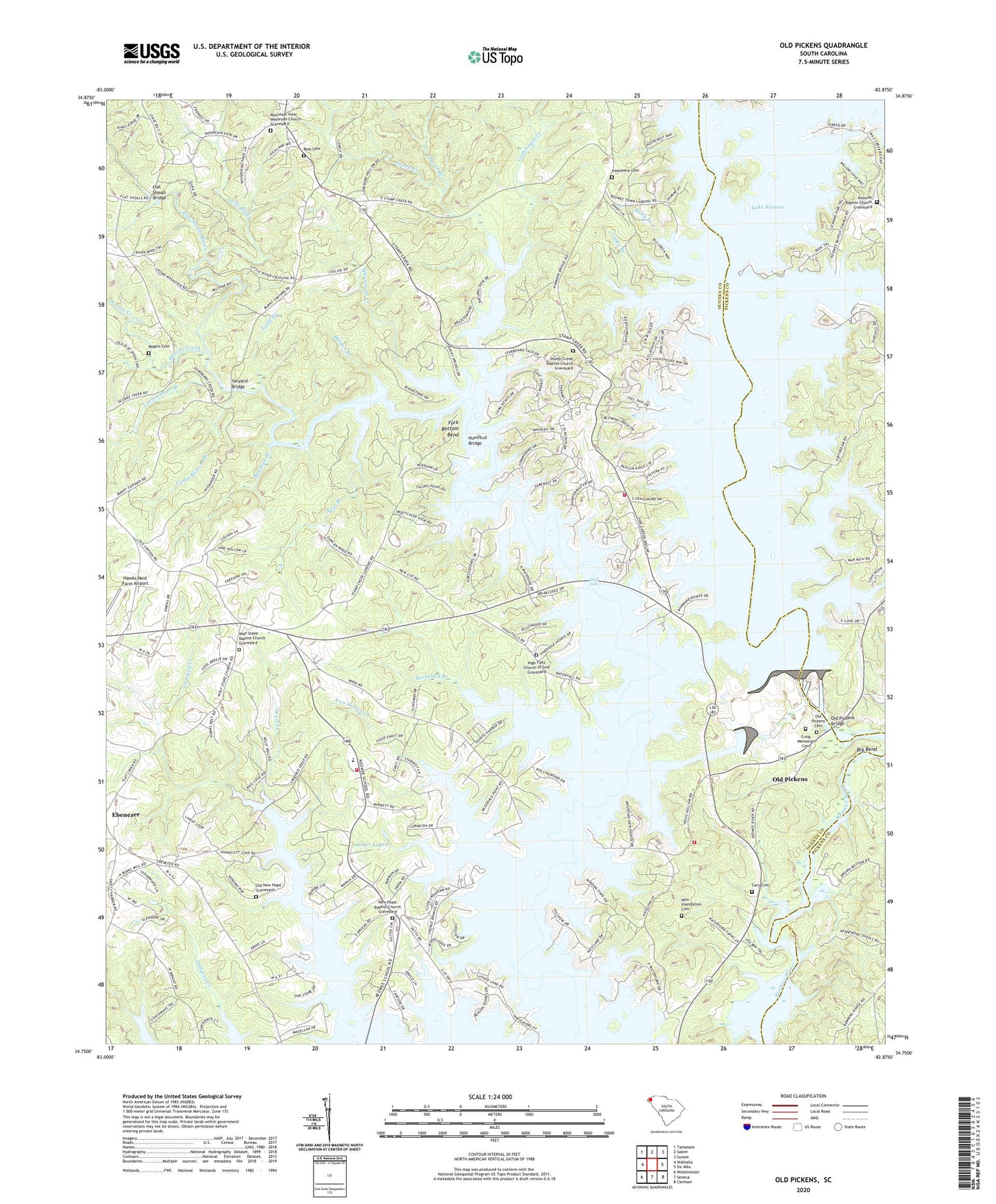 Old Pickens South Carolina US Topo Map Image