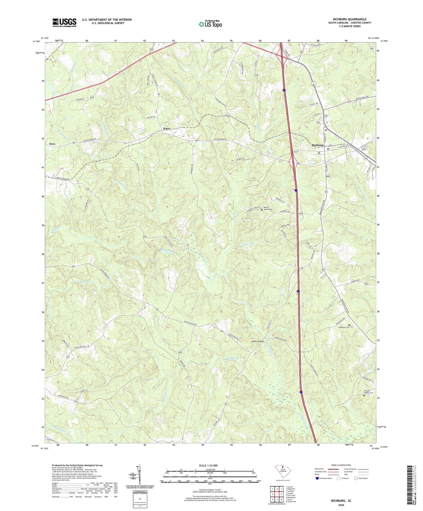 Richburg South Carolina US Topo Map Image