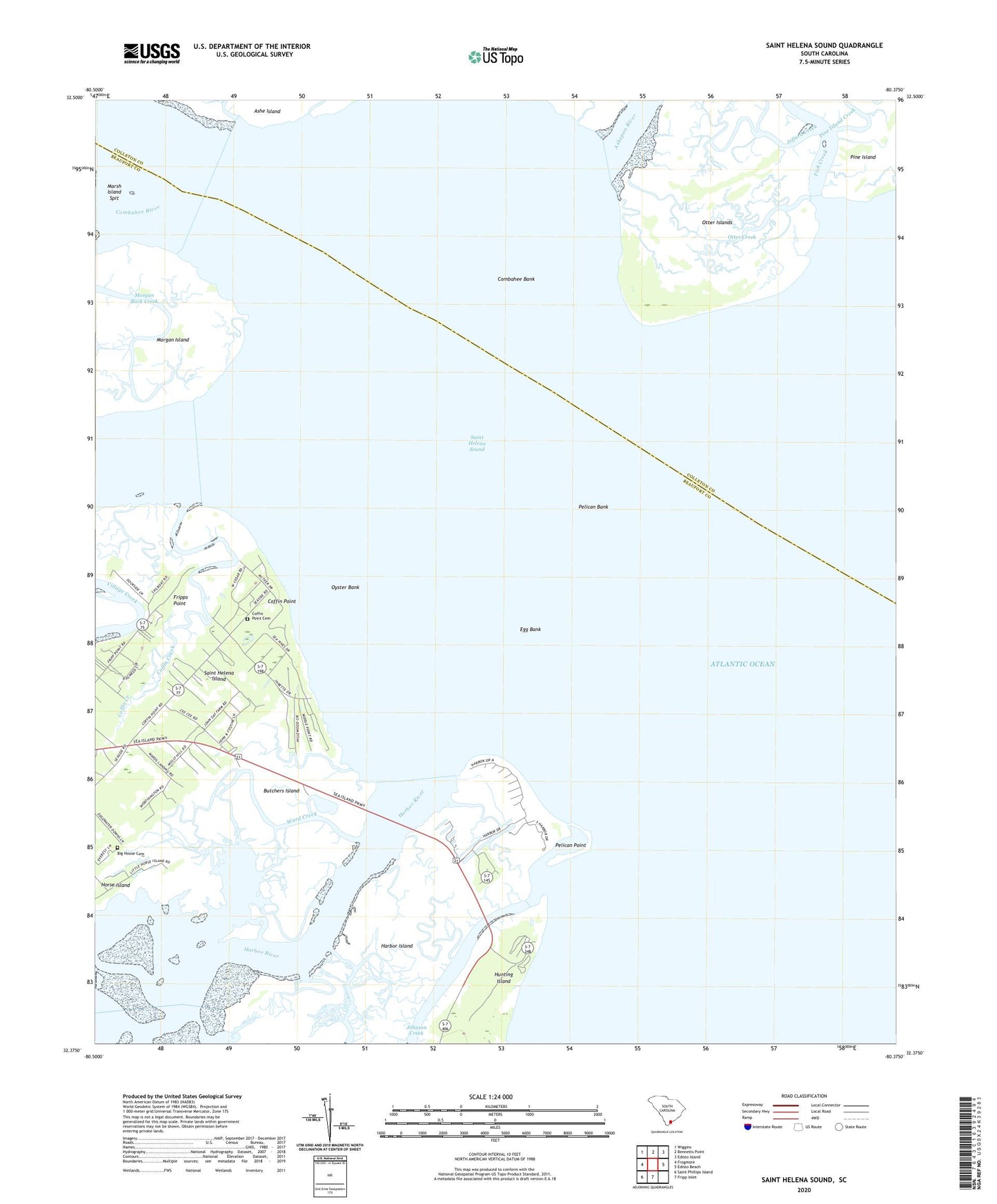 Saint Helena Sound South Carolina US Topo Map Image