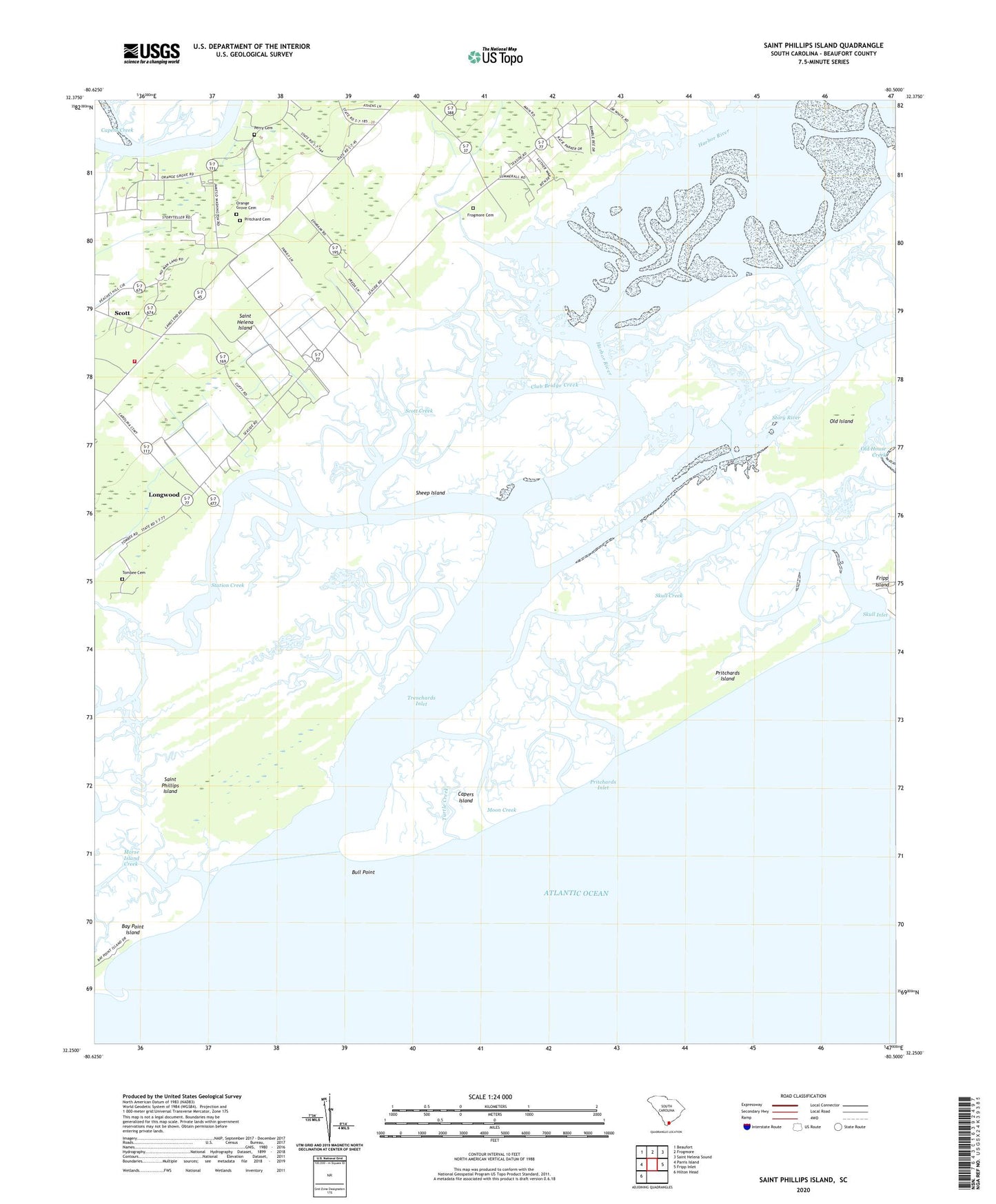 Saint Phillips Island South Carolina US Topo Map Image