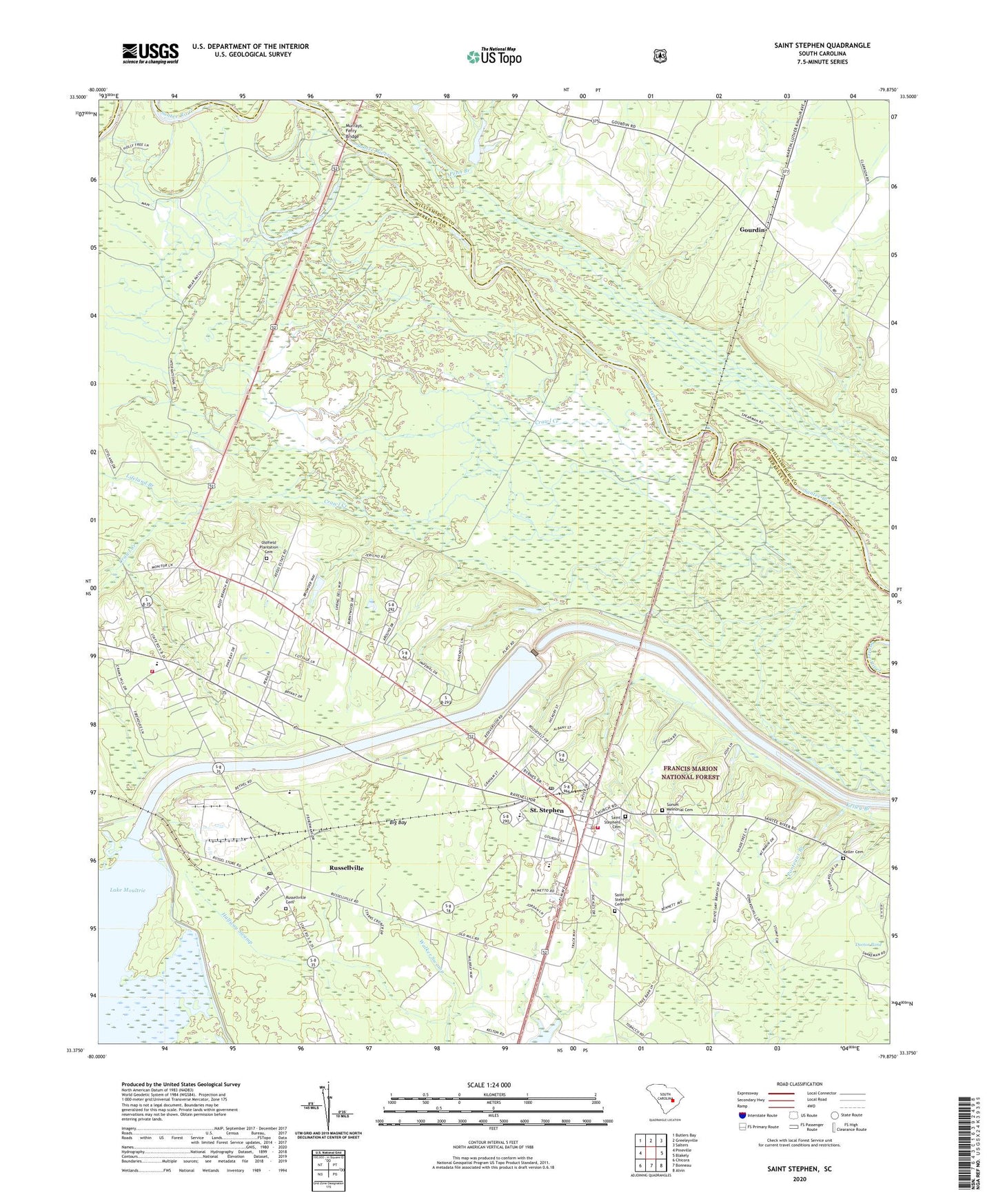 Saint Stephen South Carolina US Topo Map Image