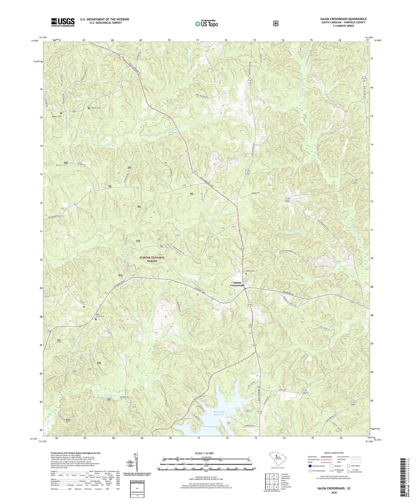 Salem Crossroads South Carolina US Topo Map Image