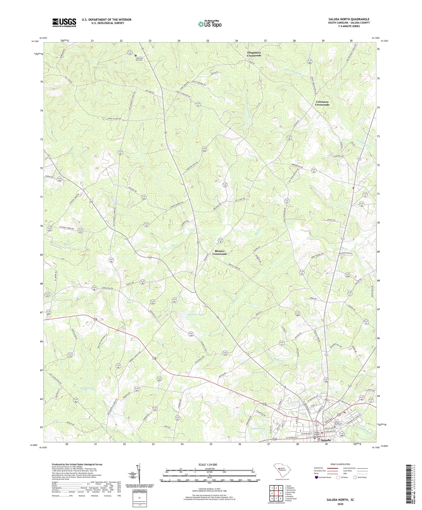 Saluda North South Carolina US Topo Map Image