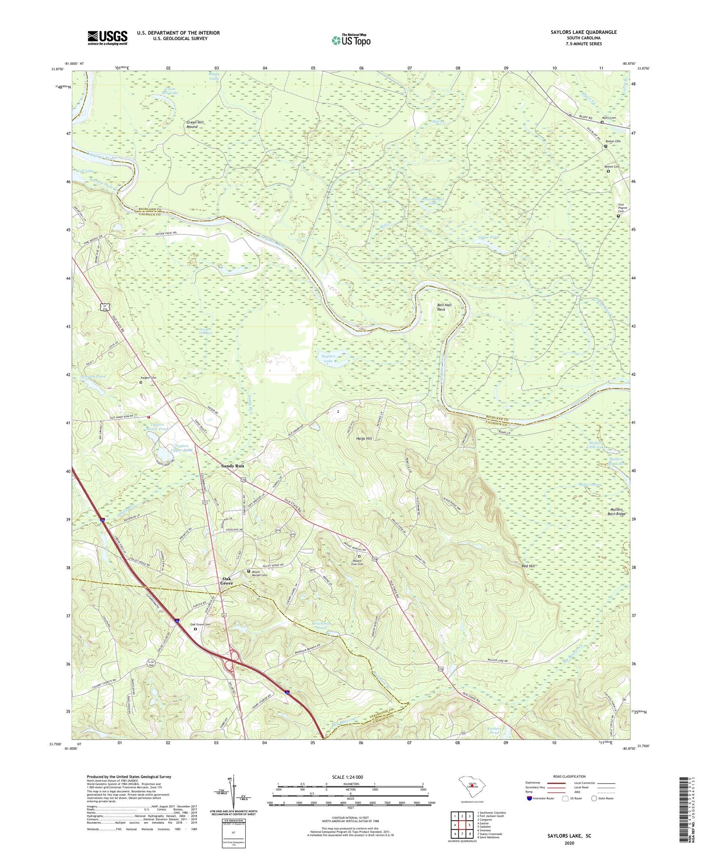 Saylors Lake South Carolina US Topo Map Image