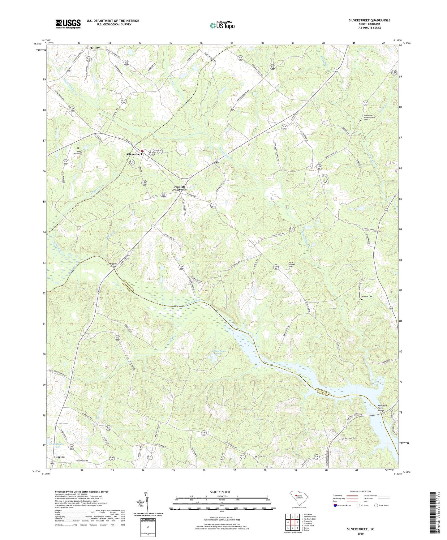 Silverstreet South Carolina US Topo Map Image
