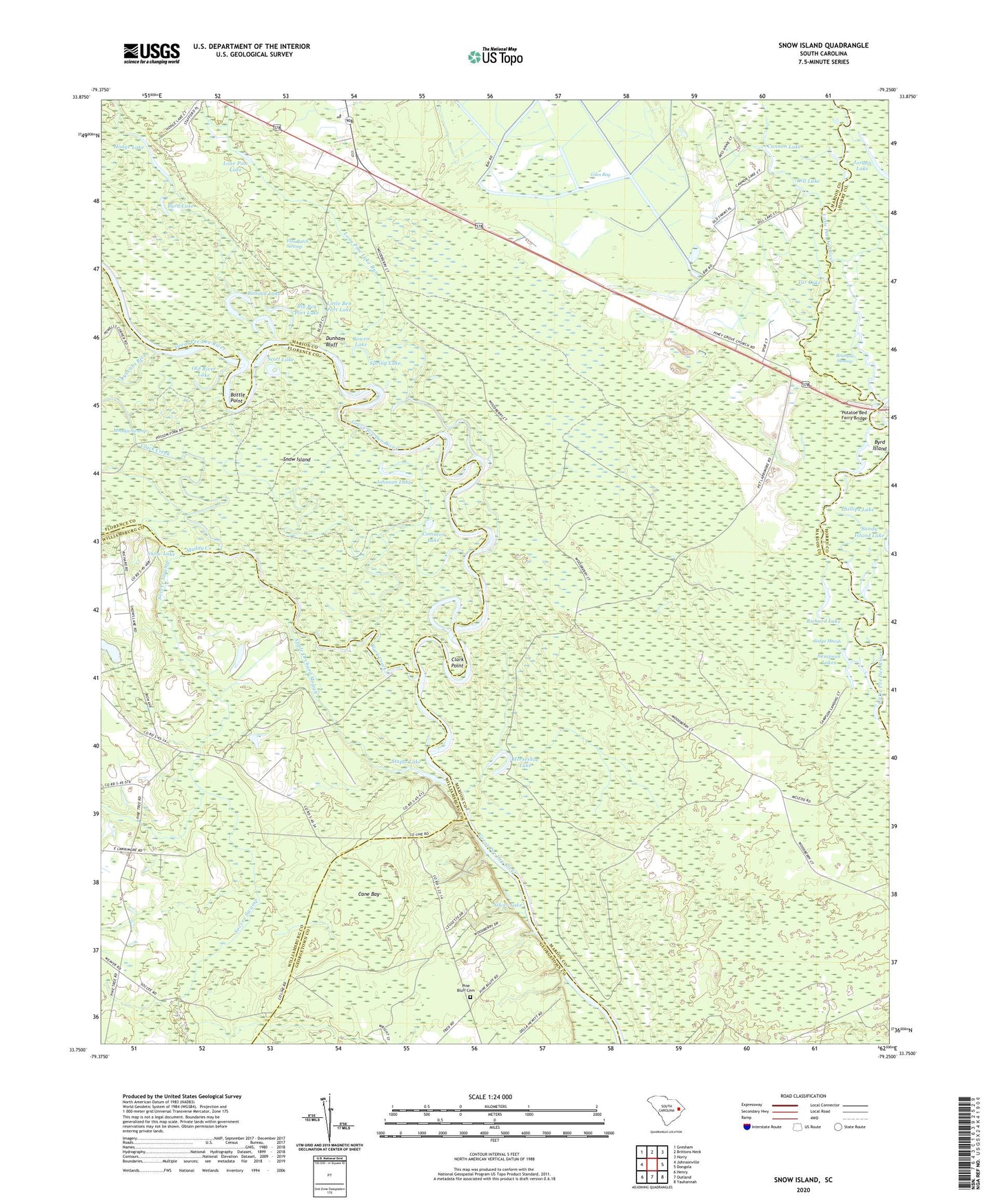 Snow Island South Carolina US Topo Map Image