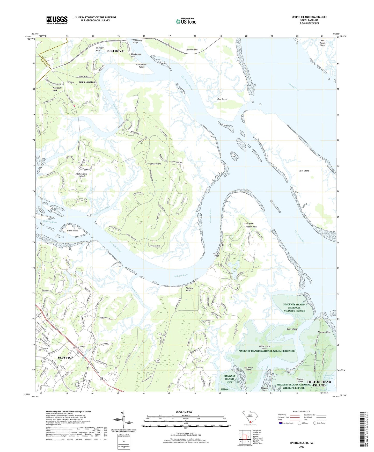 Spring Island South Carolina US Topo Map Image