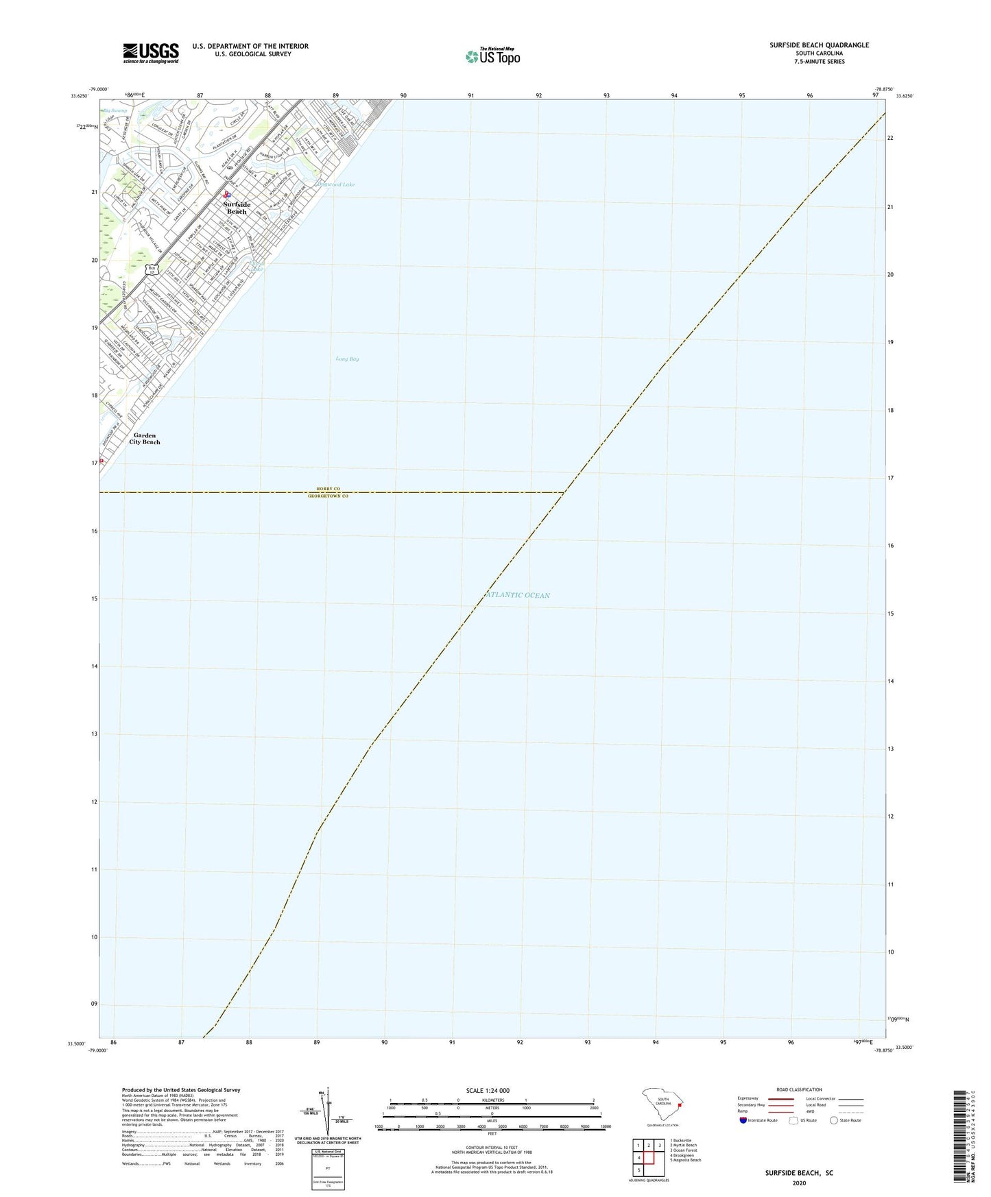 Surfside Beach South Carolina US Topo Map Image