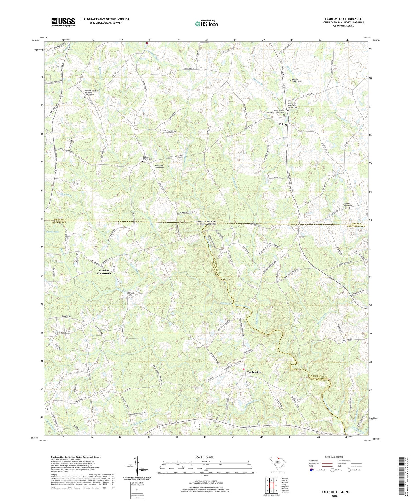 Tradesville South Carolina US Topo Map Image