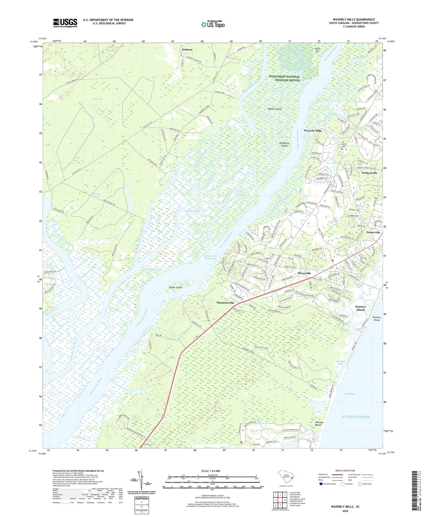Waverly Mills South Carolina US Topo Map Image