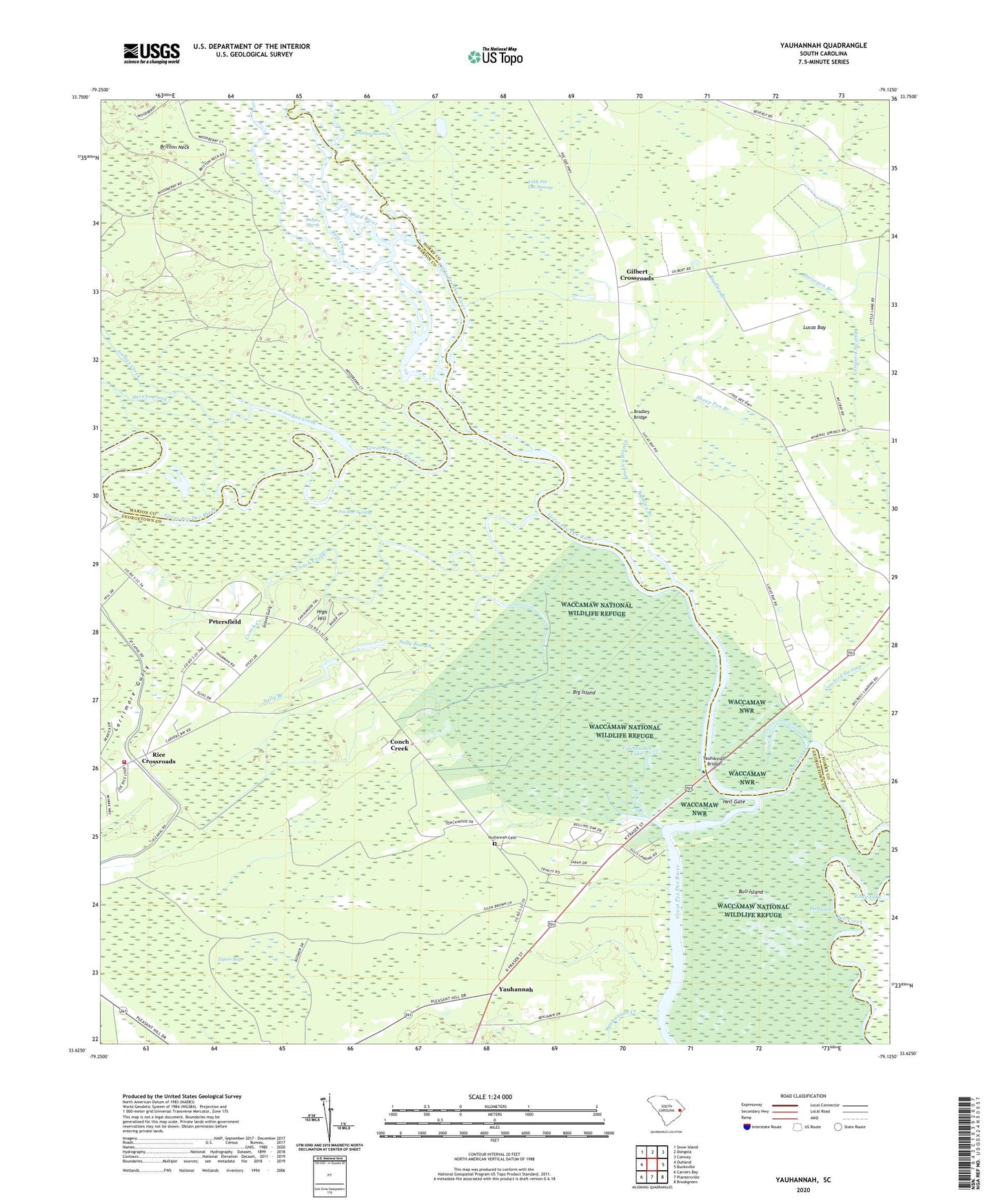 Yauhannah South Carolina US Topo Map Image