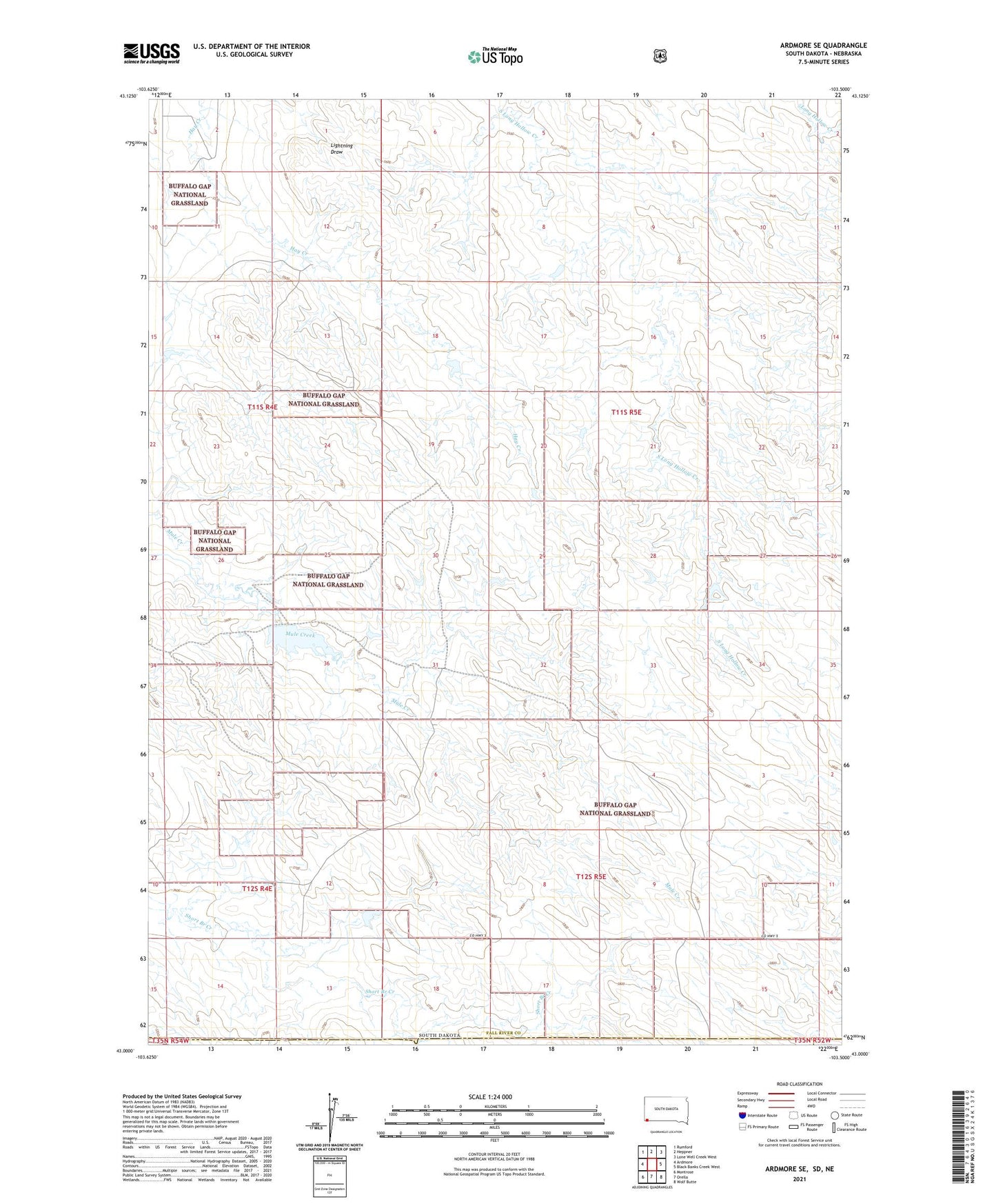 Ardmore SE South Dakota US Topo Map Image