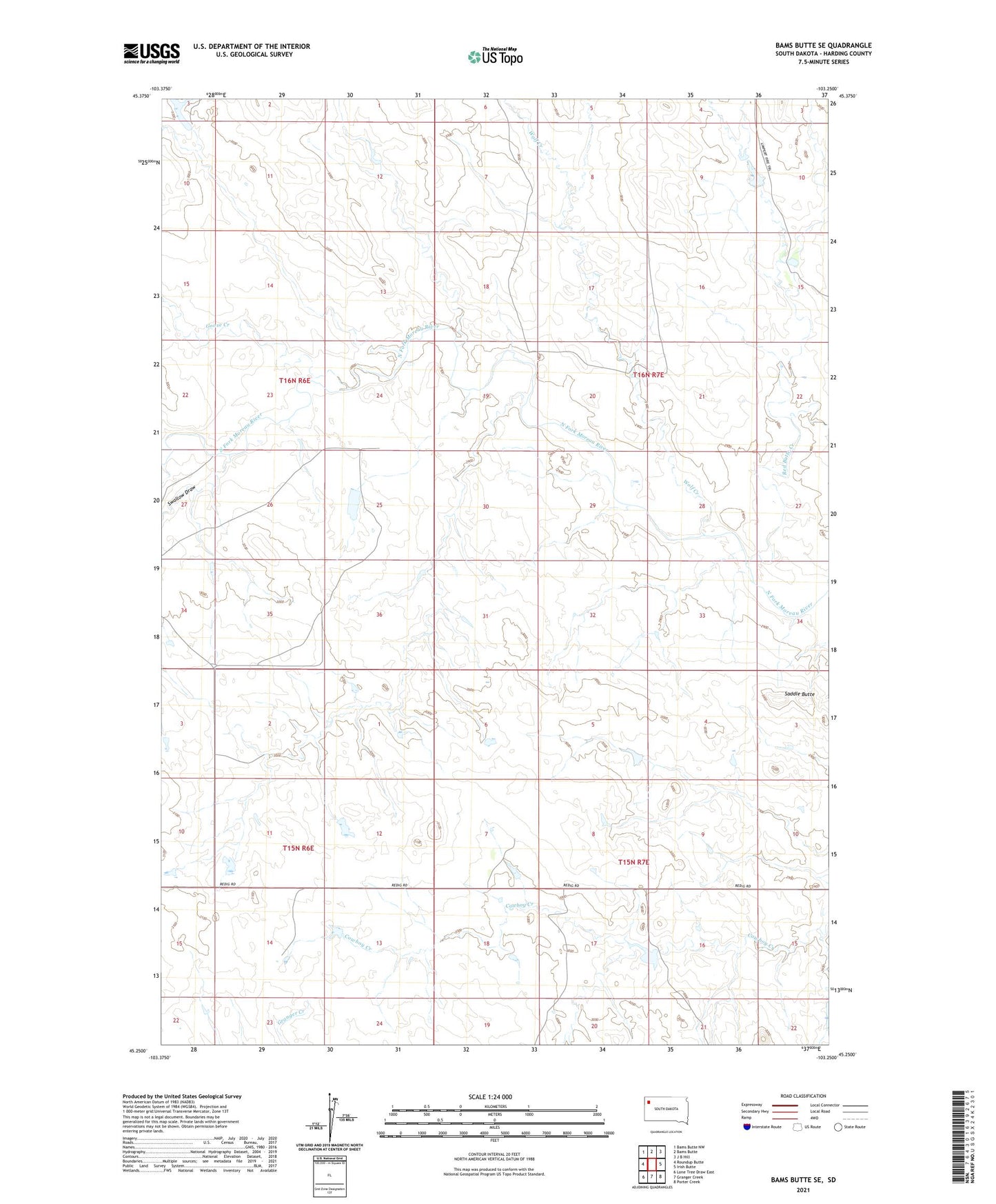Bams Butte SE South Dakota US Topo Map Image
