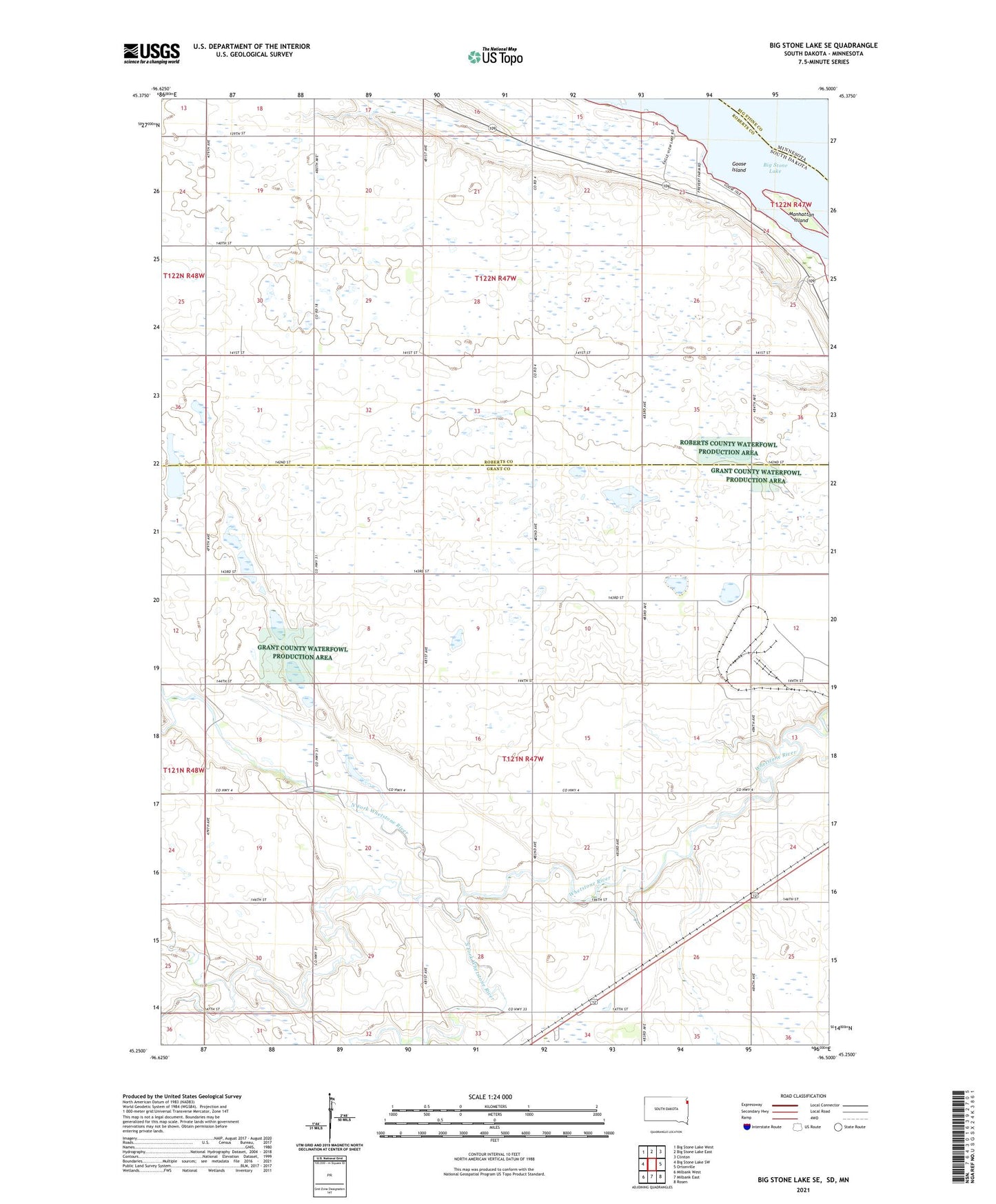 Big Stone Lake SE South Dakota US Topo Map Image