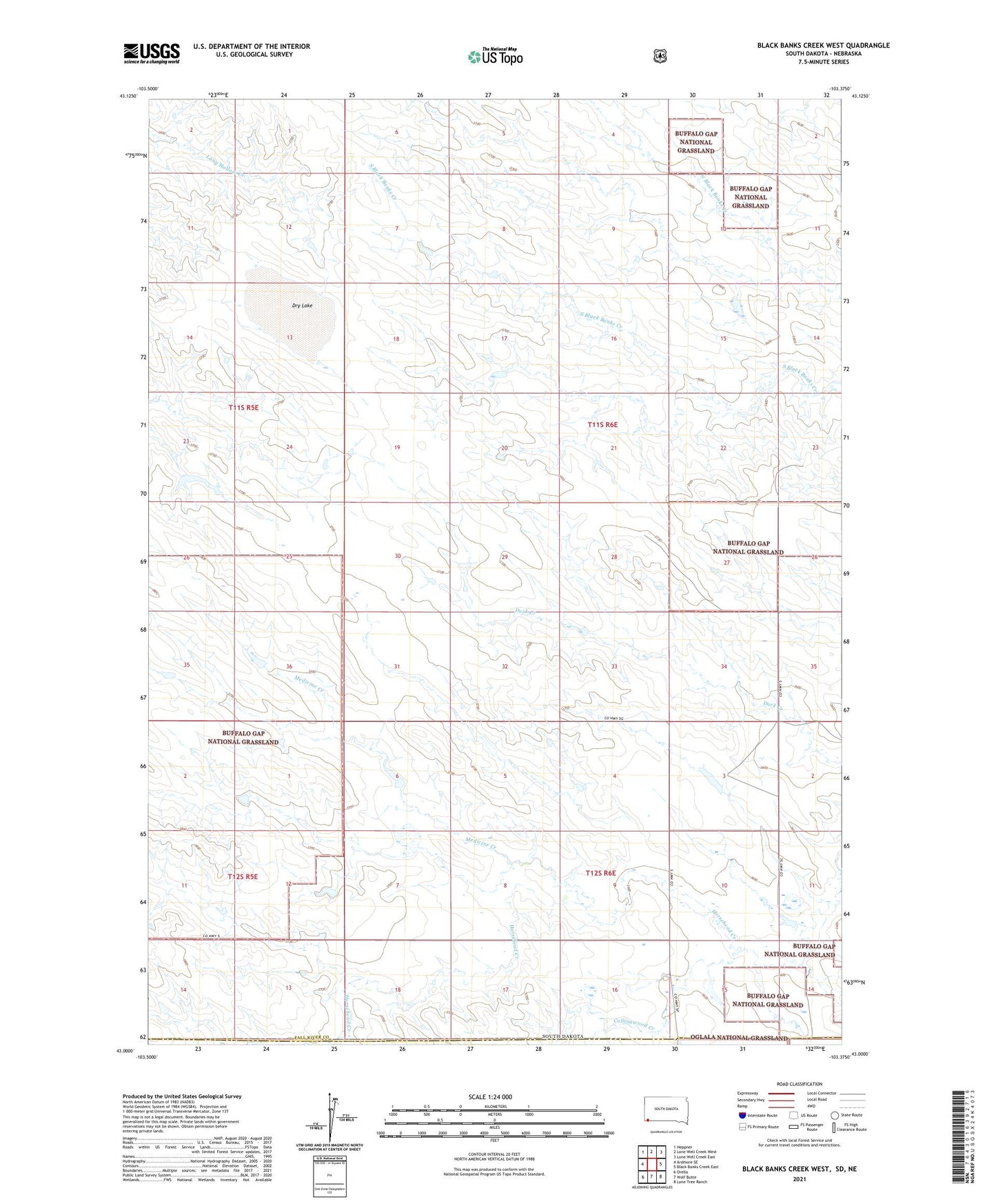 Black Banks Creek West South Dakota US Topo Map Image