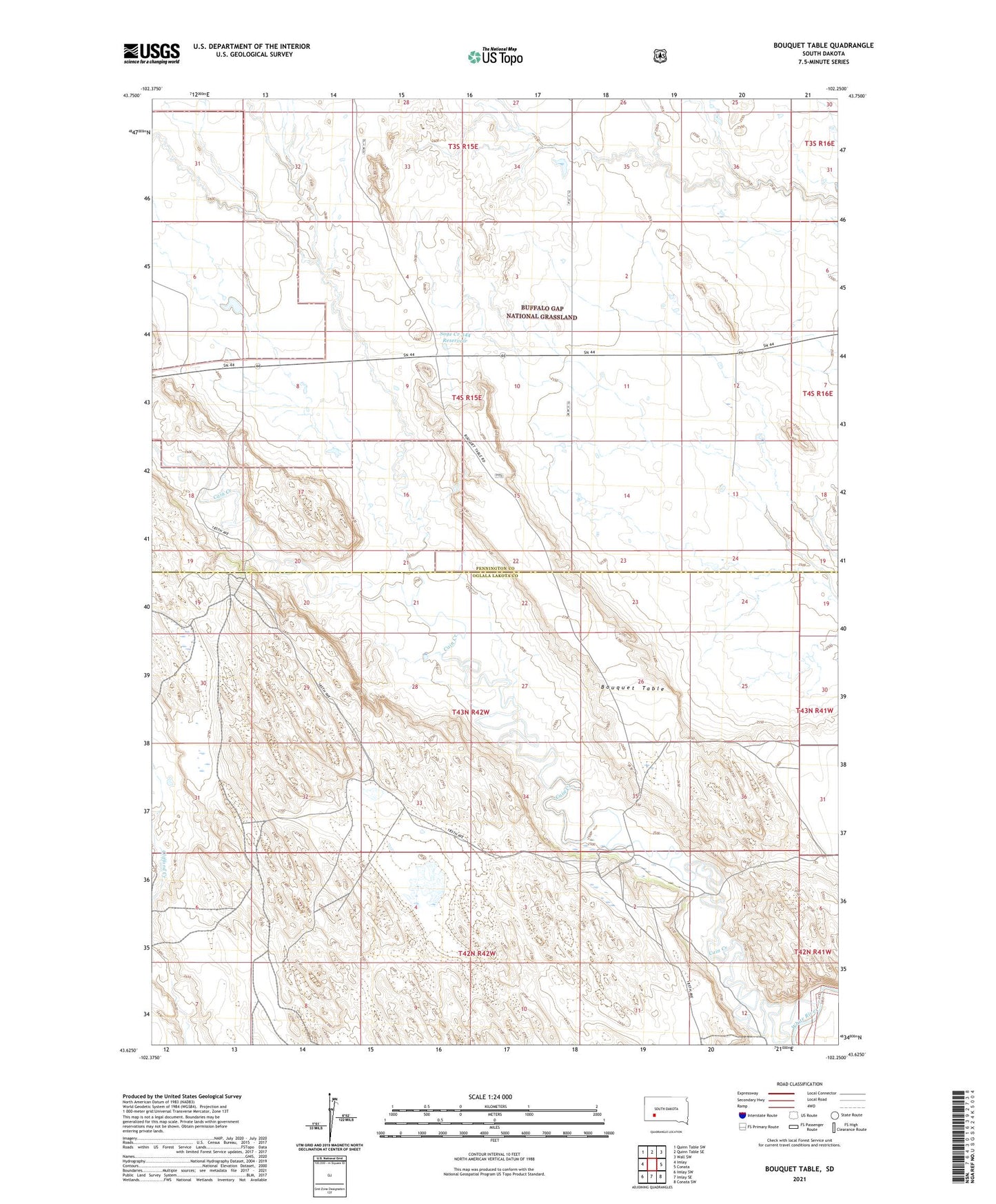 Bouquet Table South Dakota US Topo Map Image