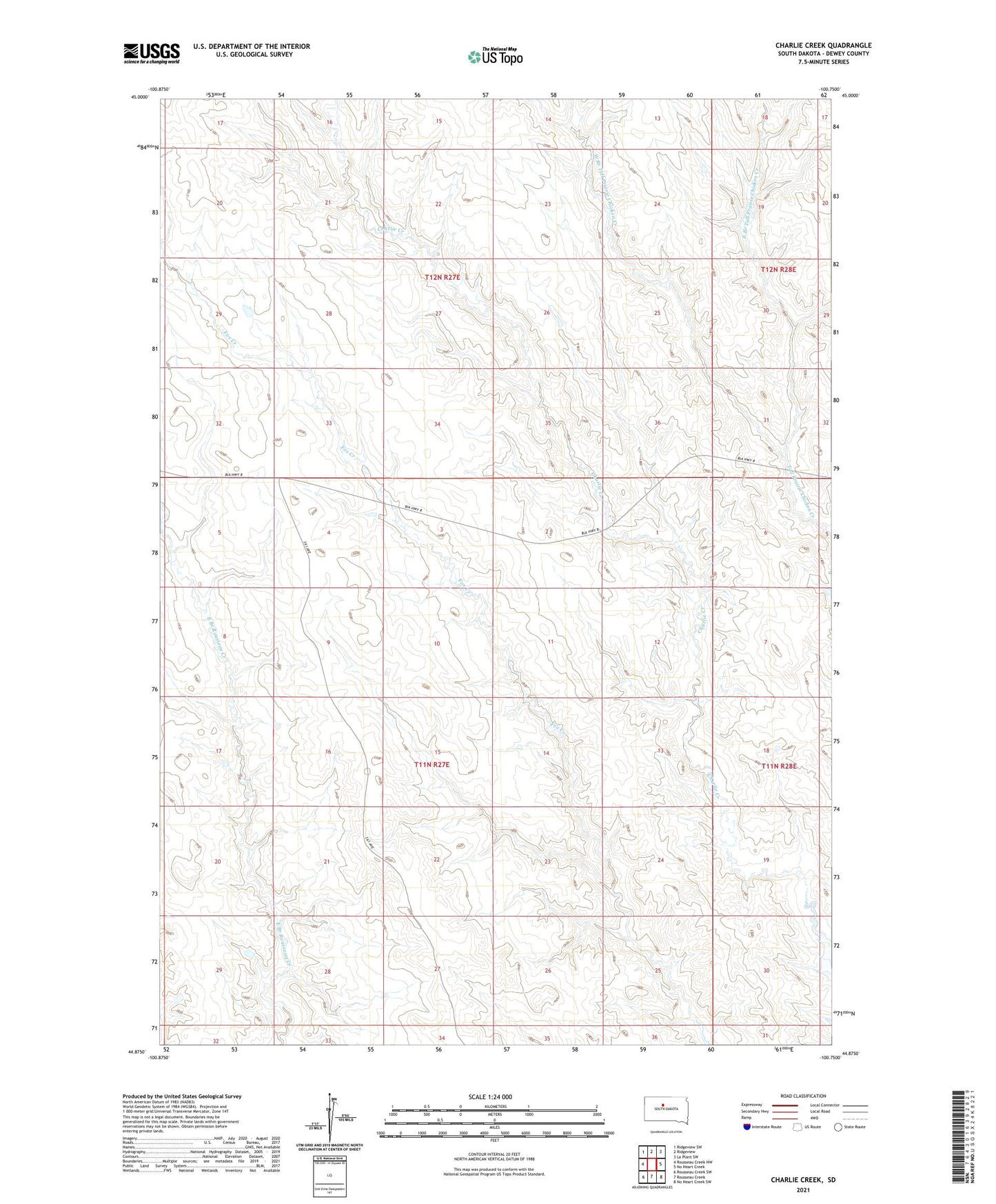 Charlie Creek South Dakota US Topo Map Image