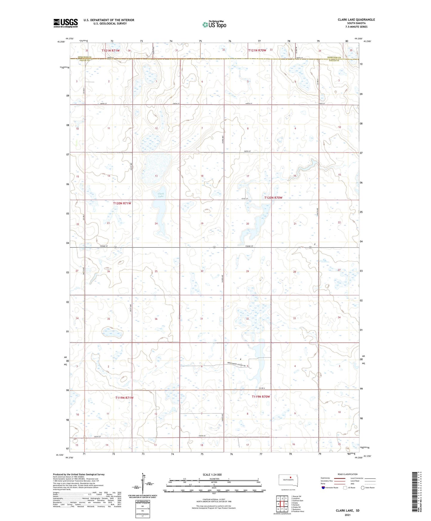 Clark Lake South Dakota US Topo Map Image