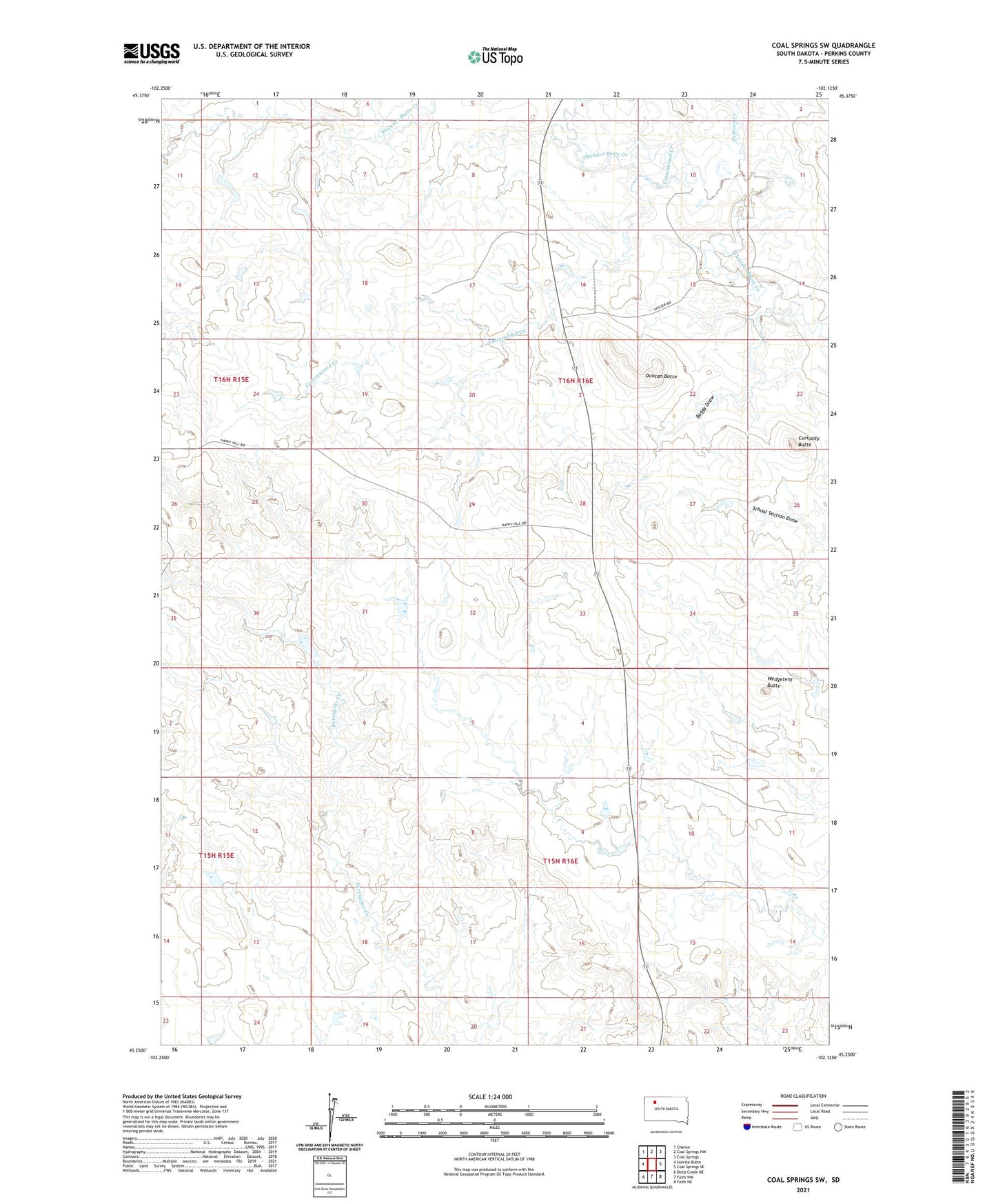 Coal Springs SW South Dakota US Topo Map Image