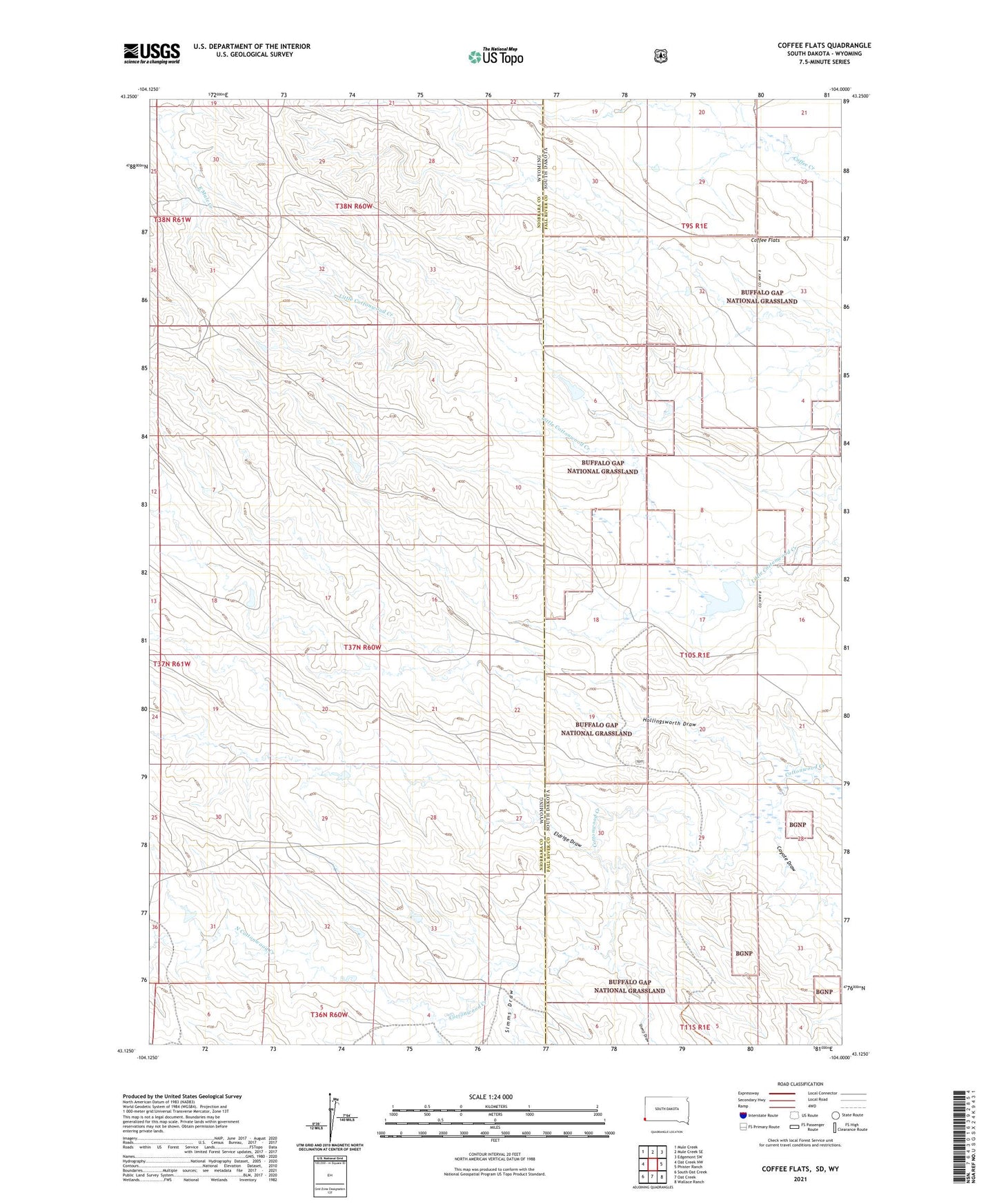 Coffee Flats South Dakota US Topo Map Image