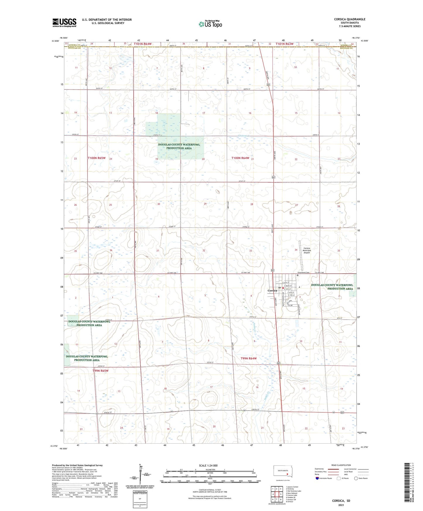 Corsica South Dakota US Topo Map Image