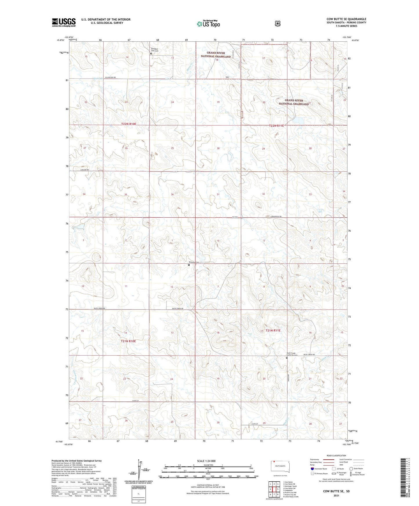 Cow Butte SE South Dakota US Topo Map Image