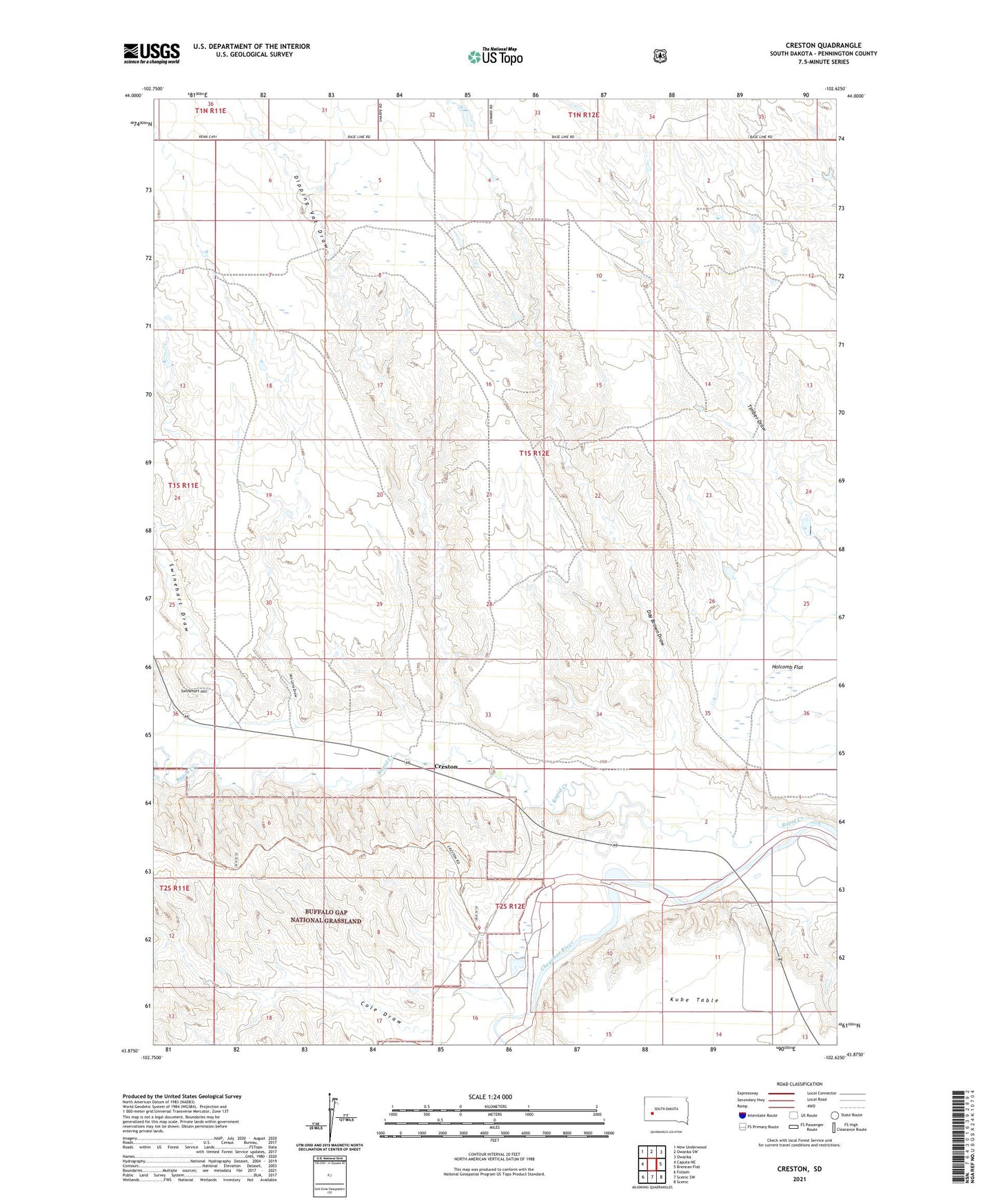 Creston South Dakota US Topo Map Image
