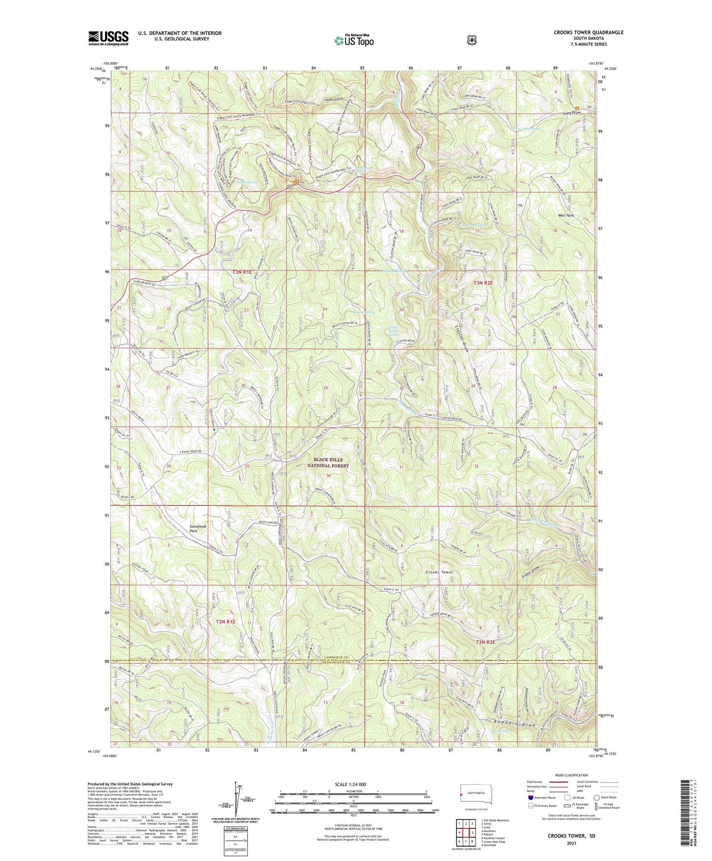 Crooks Tower South Dakota US Topo Map Image