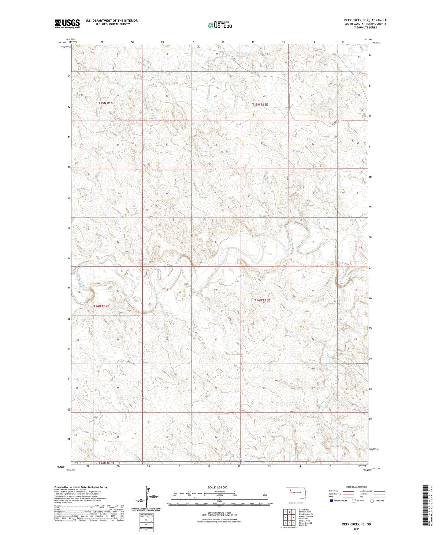 Deep Creek NE South Dakota US Topo Map Image