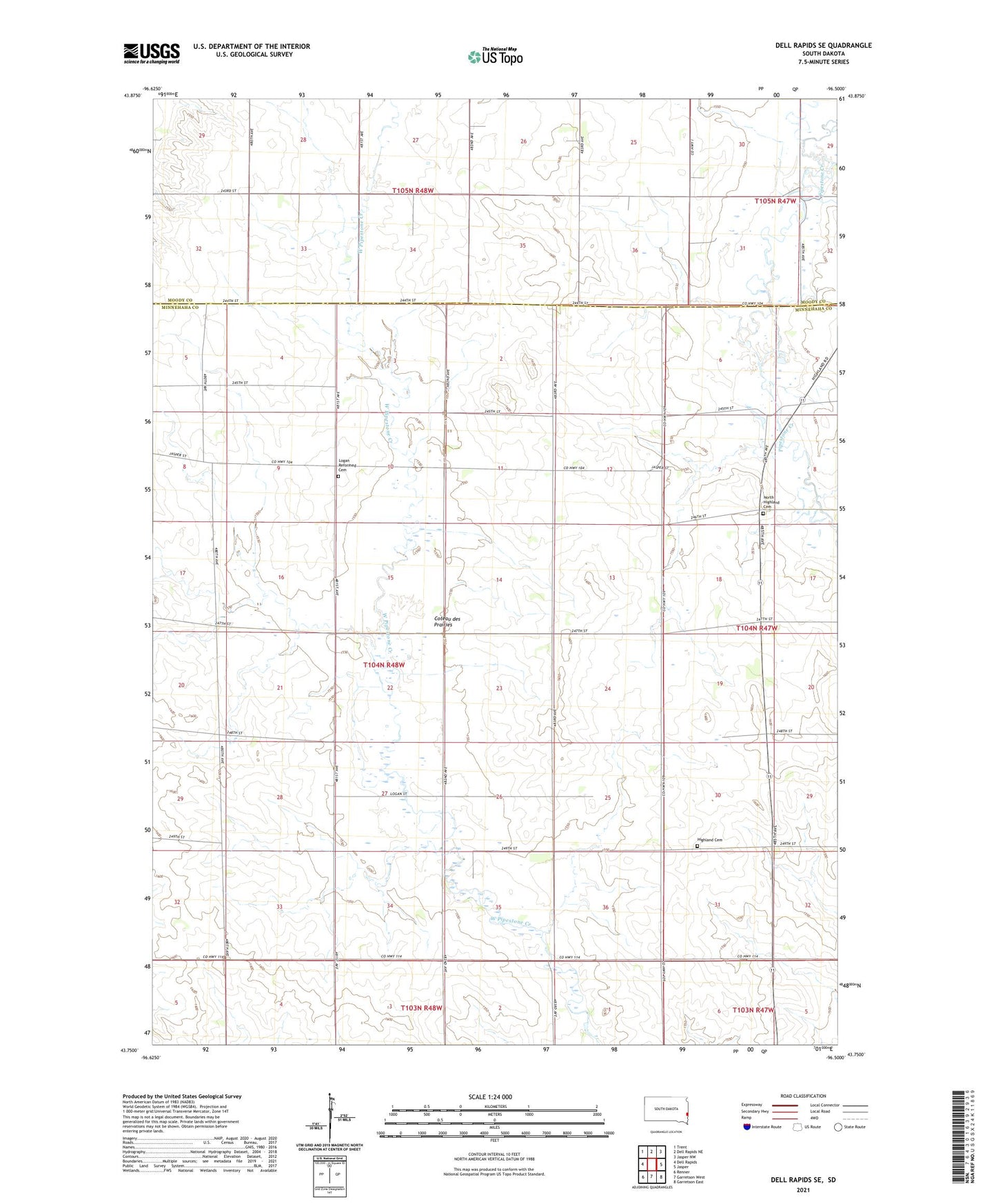 Dell Rapids SE South Dakota US Topo Map Image