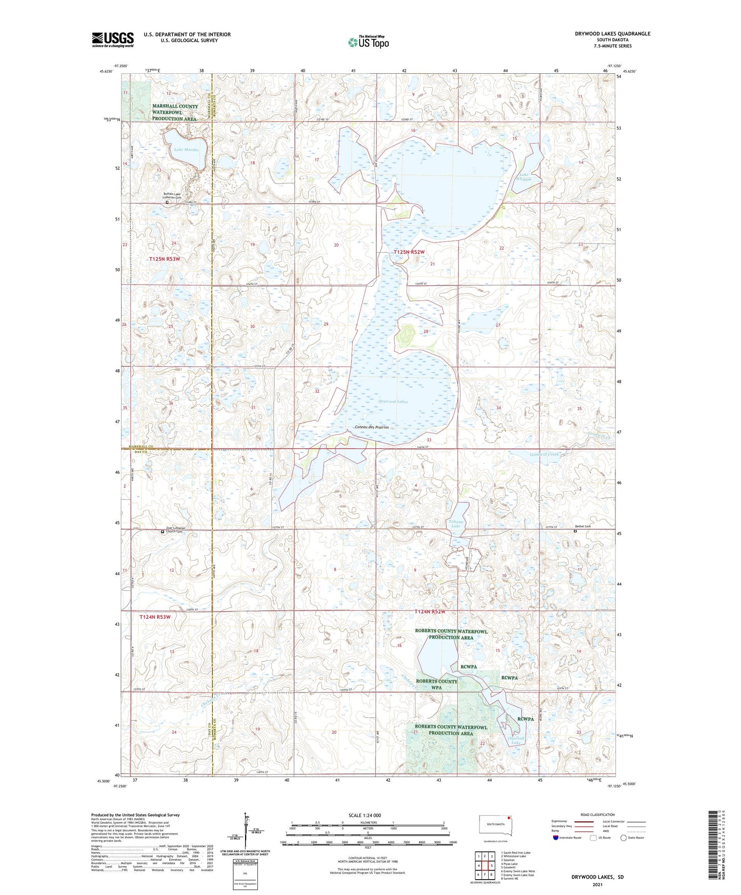 Drywood Lakes South Dakota US Topo Map Image
