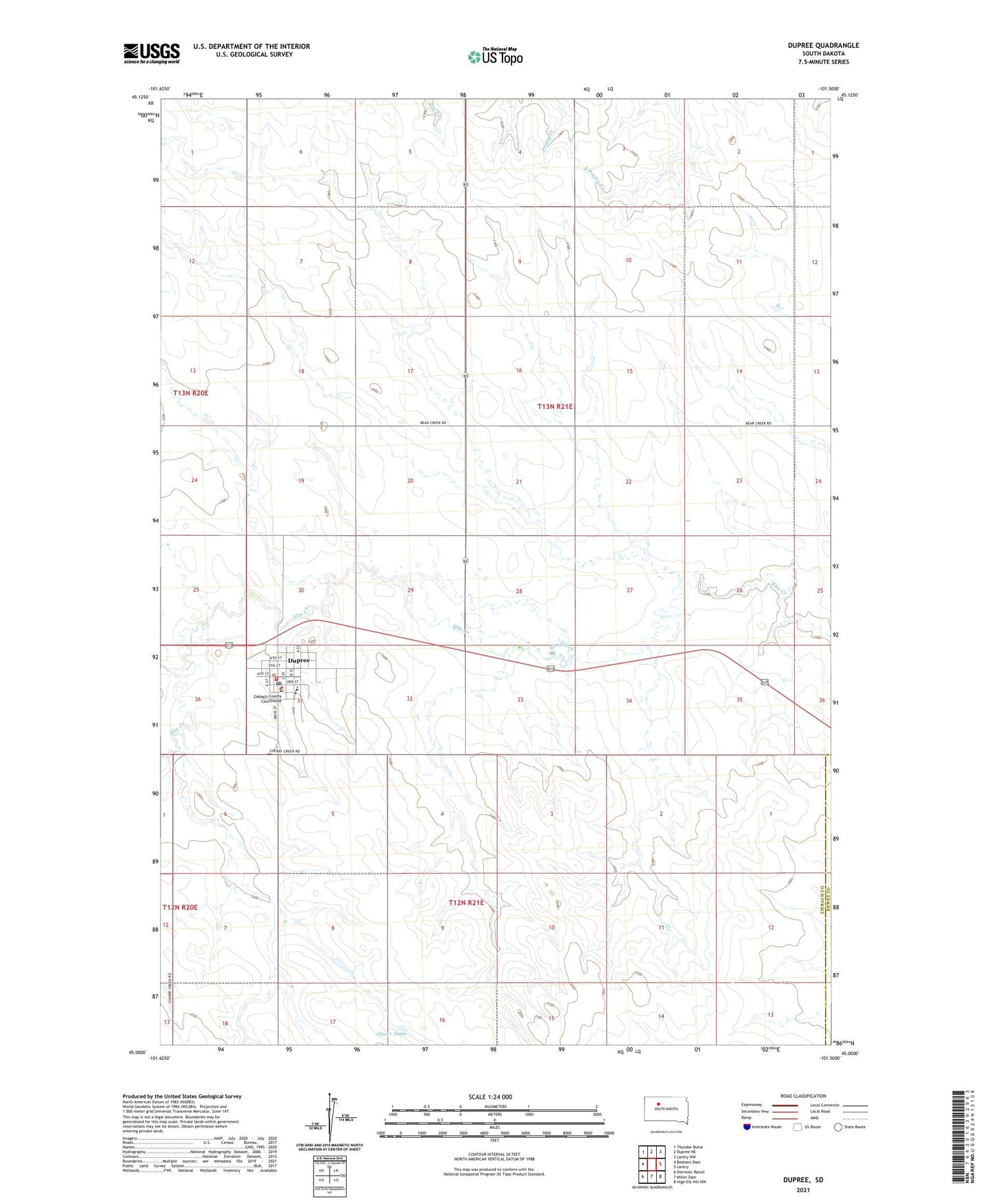 Dupree South Dakota US Topo Map Image