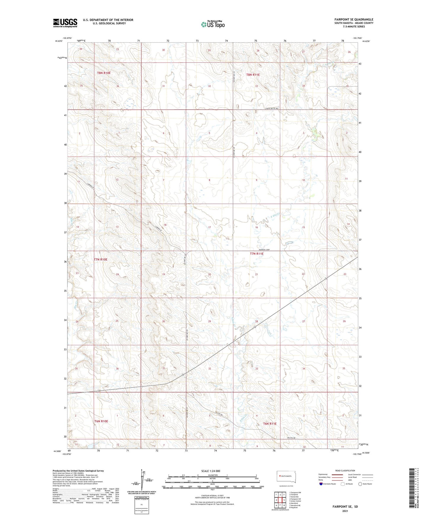 Fairpoint SE South Dakota US Topo Map Image