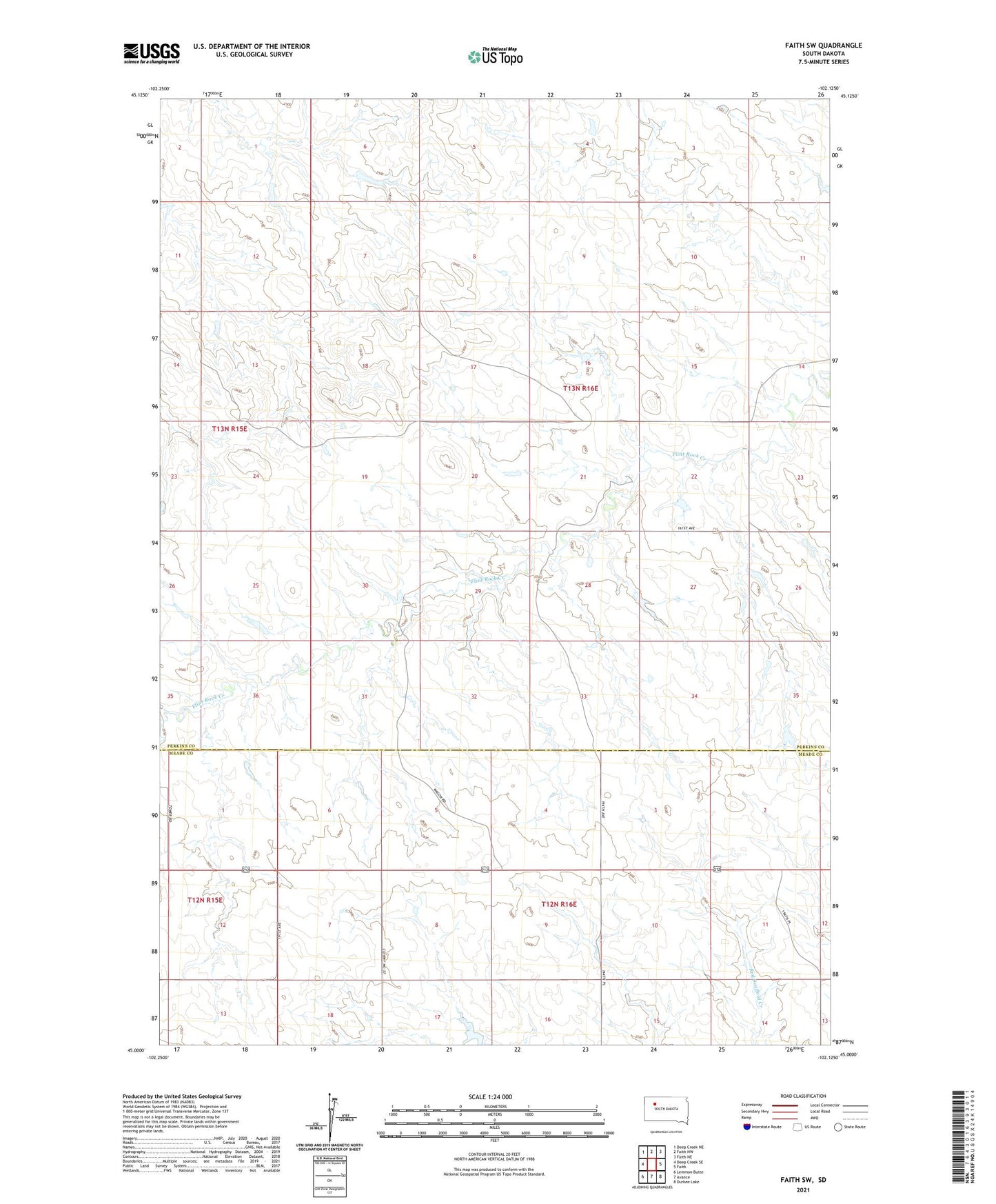 Faith SW South Dakota US Topo Map Image