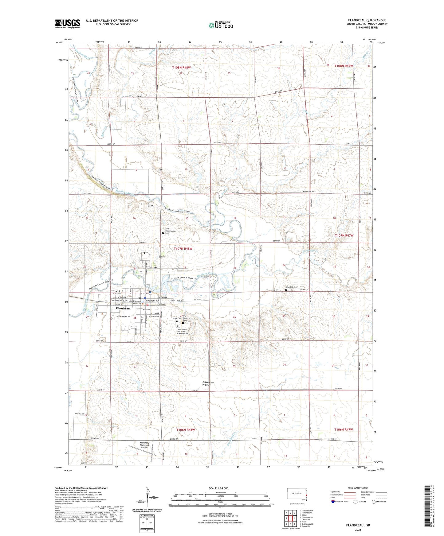 Flandreau South Dakota US Topo Map Image