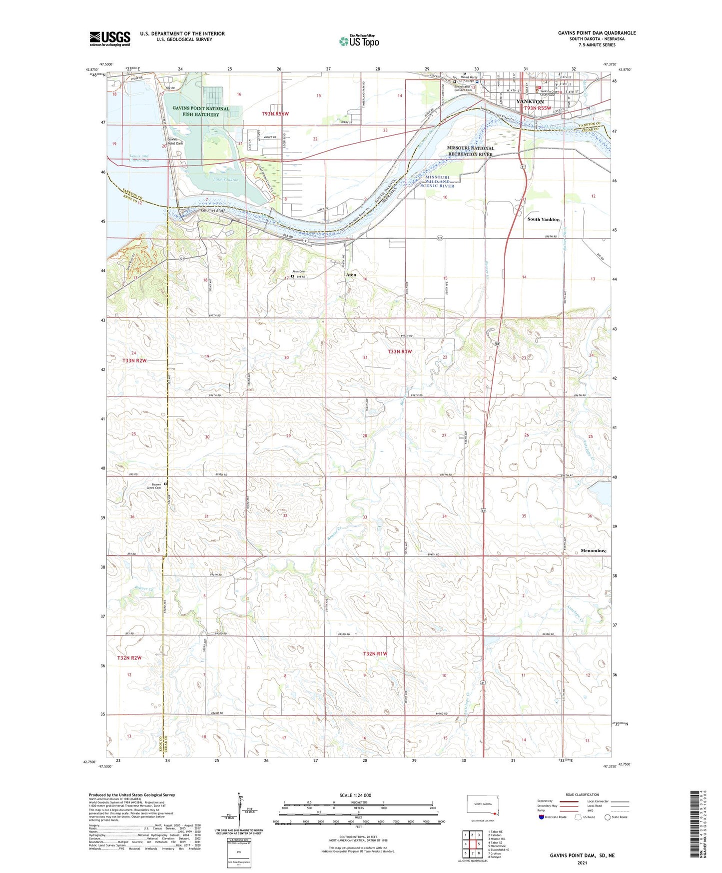 Gavins Point Dam South Dakota US Topo Map Image