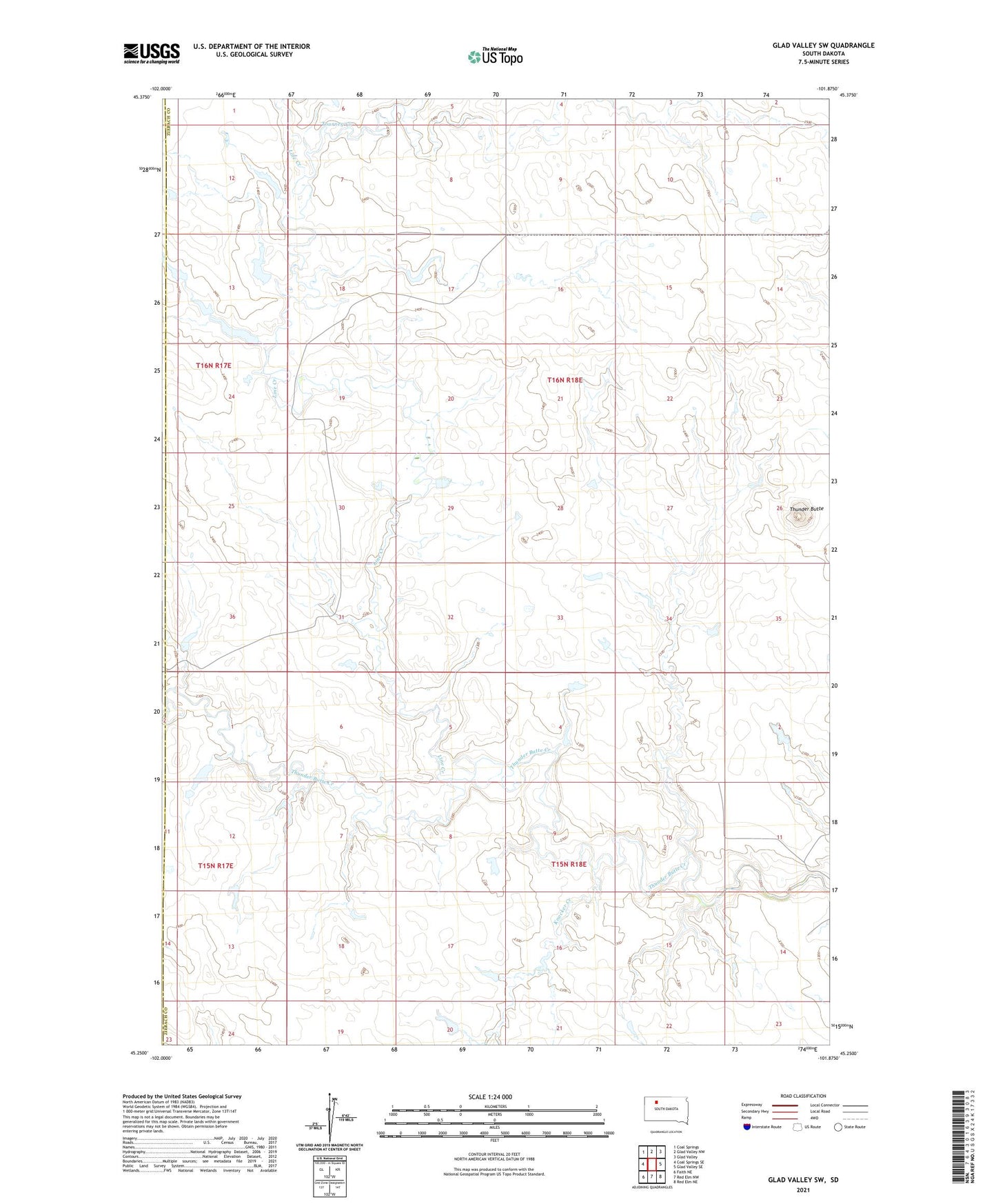 Glad Valley SW South Dakota US Topo Map Image