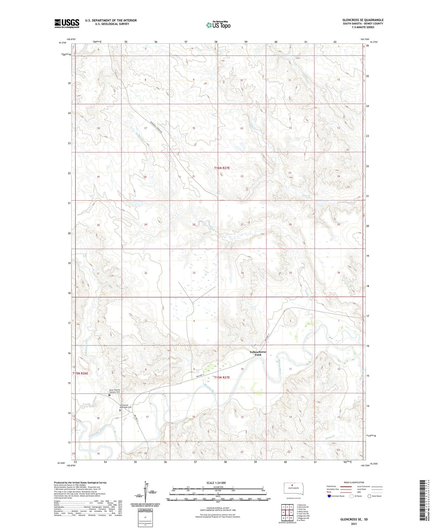 Glencross SE South Dakota US Topo Map Image