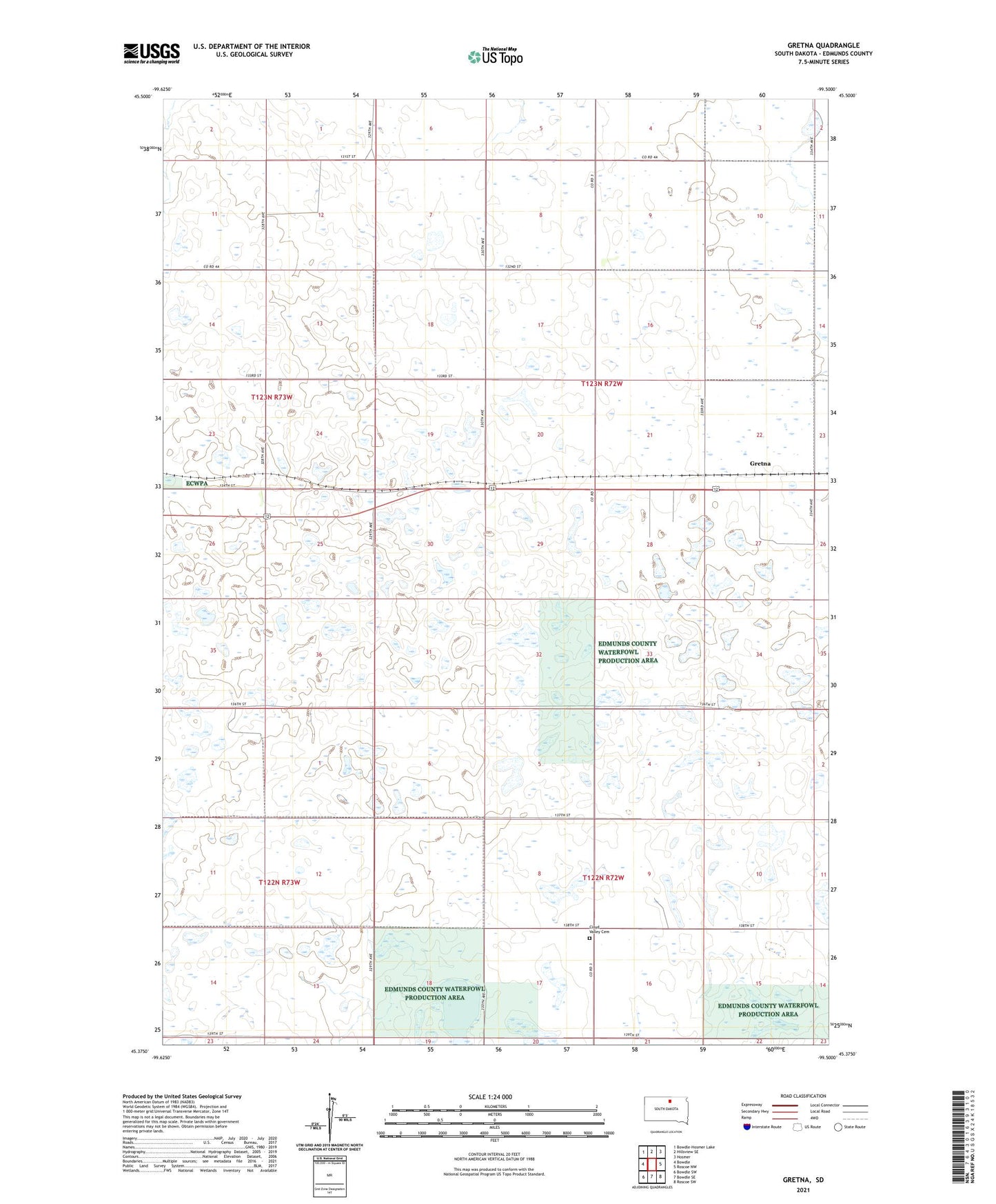 Gretna South Dakota US Topo Map Image