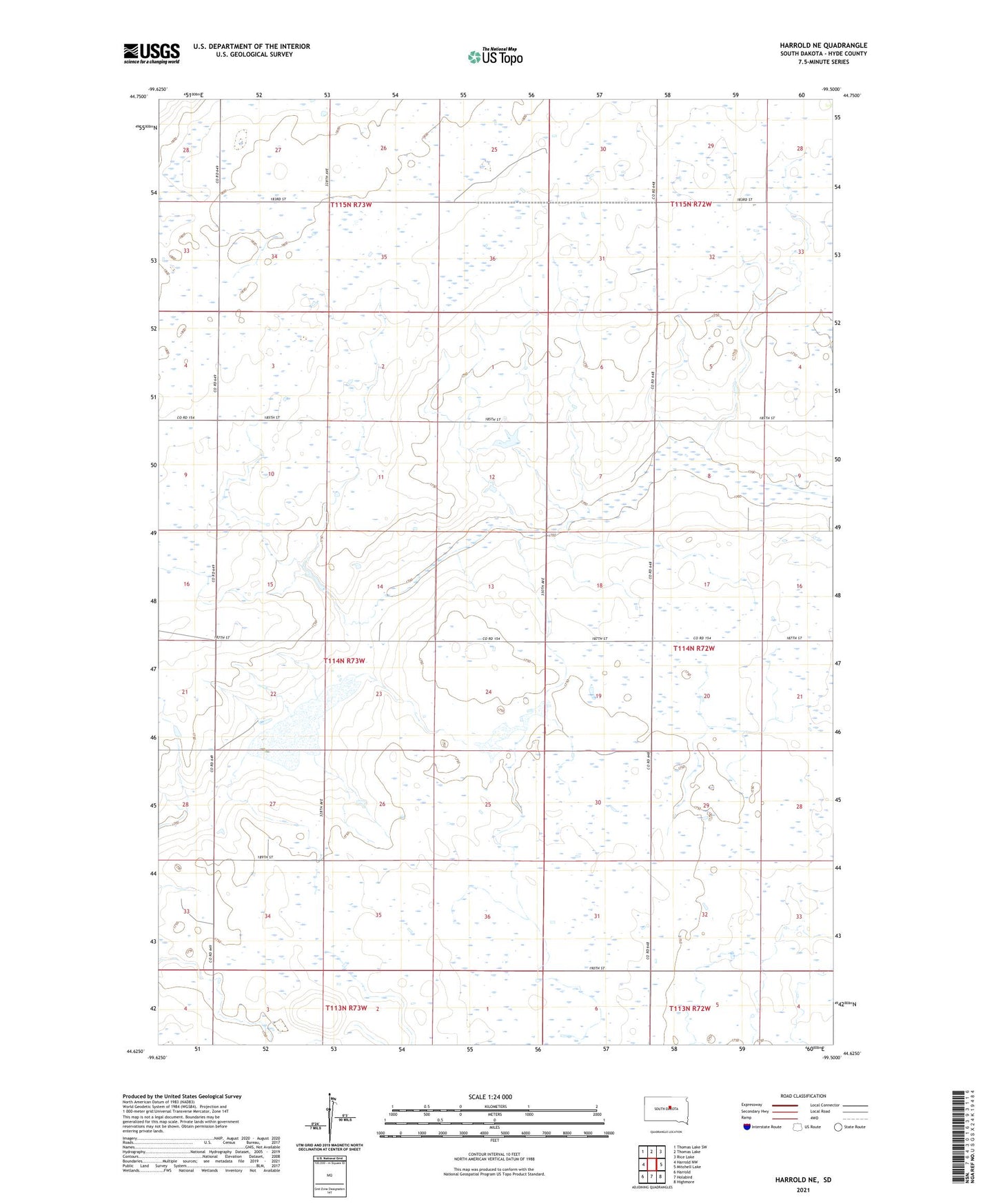 Harrold NE South Dakota US Topo Map Image