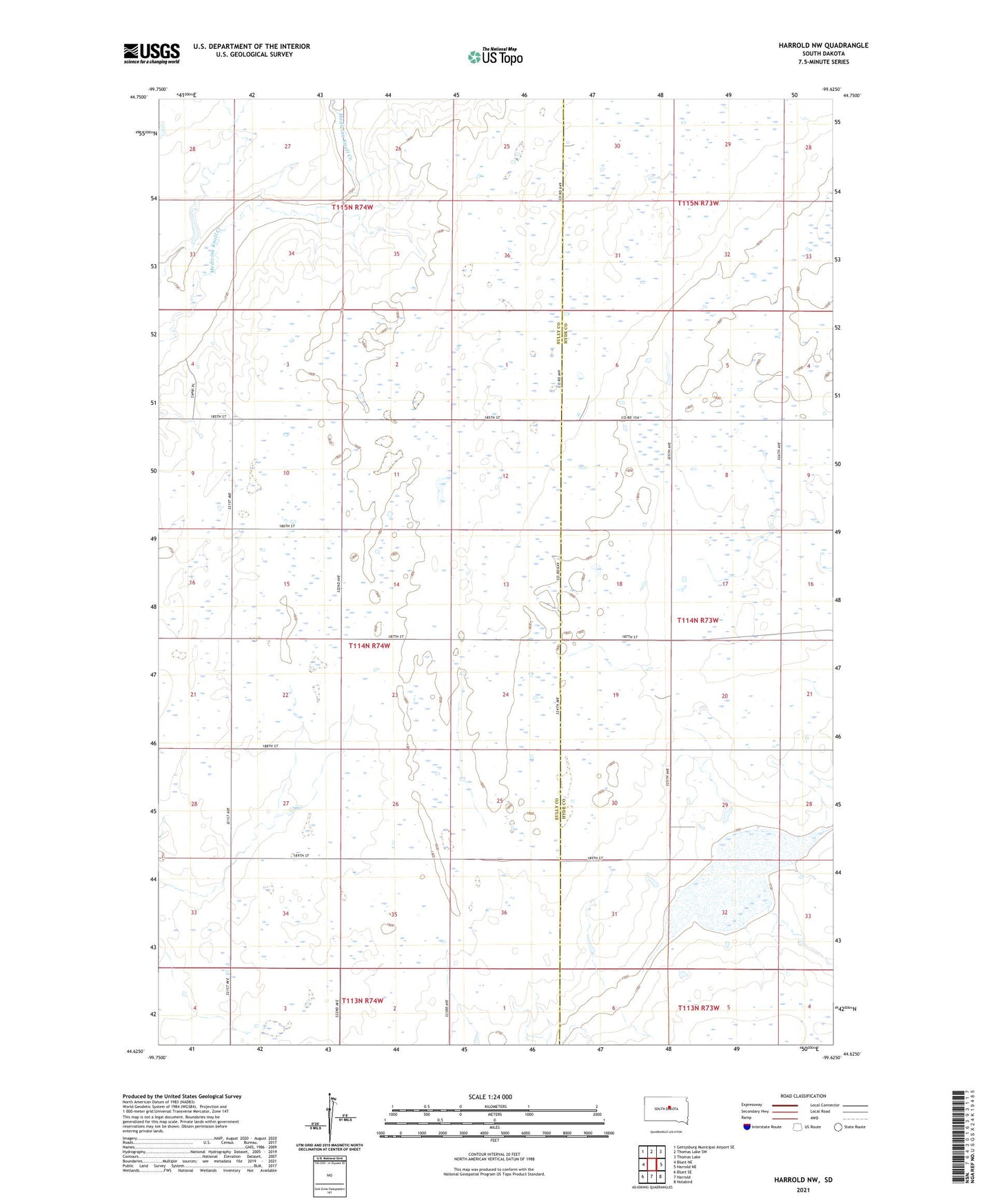 Harrold NW South Dakota US Topo Map Image