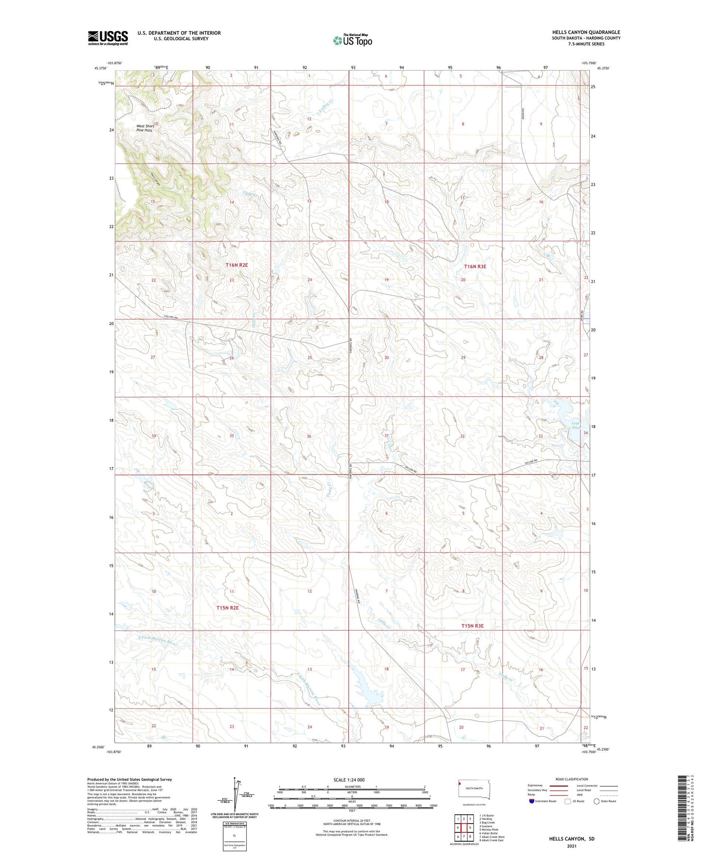Hells Canyon South Dakota US Topo Map Image