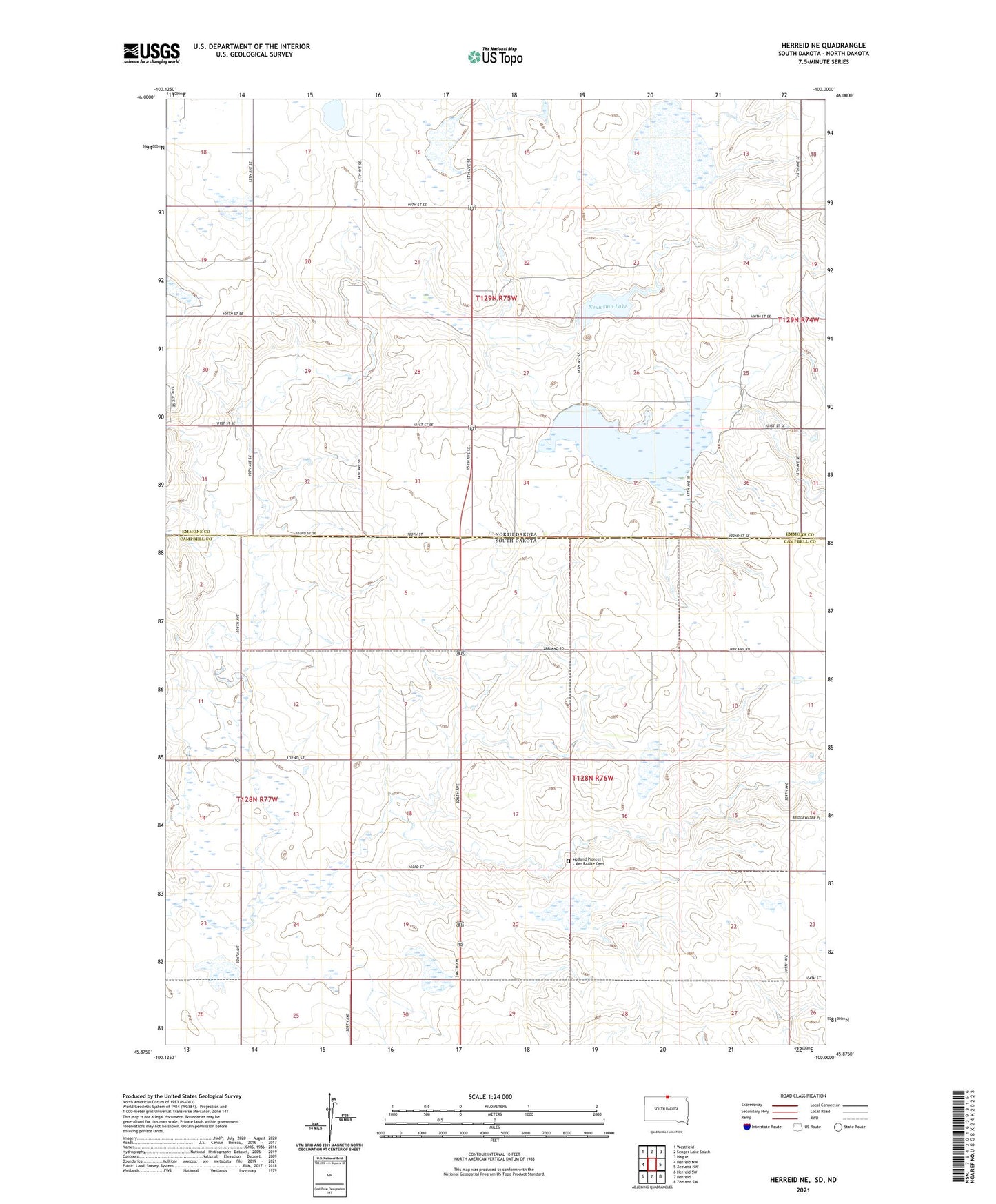 Herreid NE South Dakota US Topo Map Image