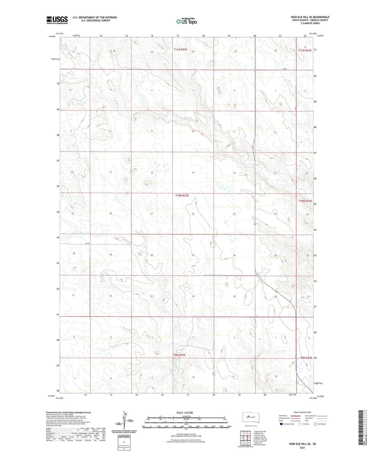 High Elk Hill SE South Dakota US Topo Map Image