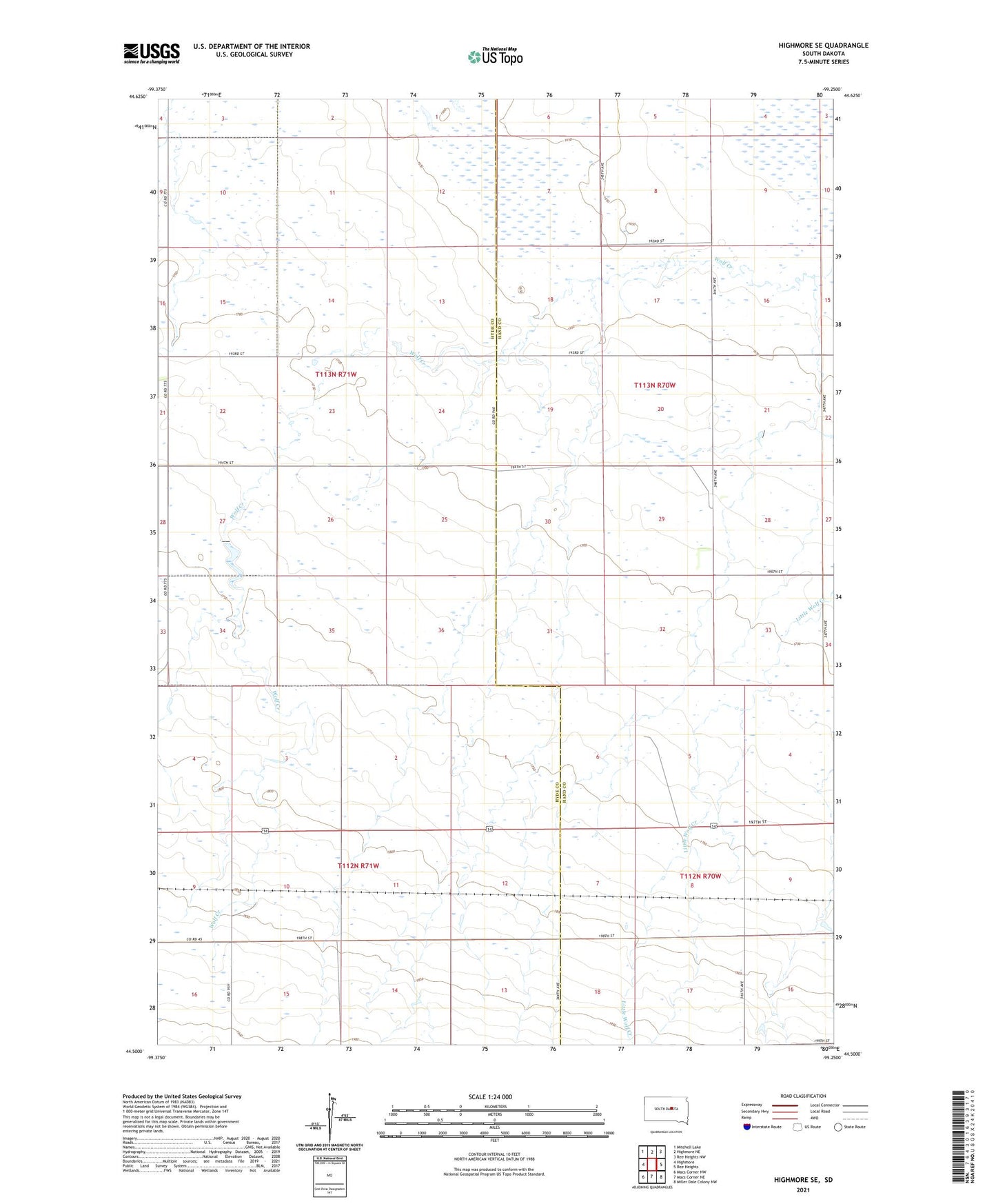 Highmore SE South Dakota US Topo Map Image