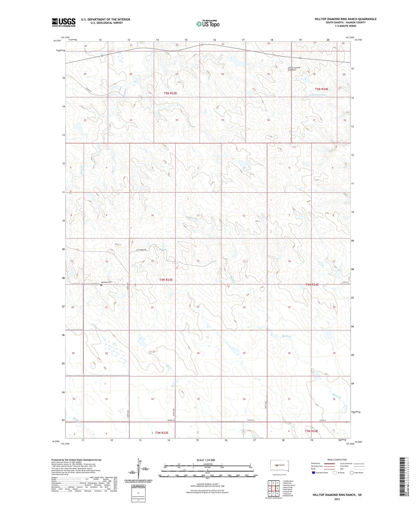 Hilltop Diamond Ring Ranch South Dakota US Topo Map Image