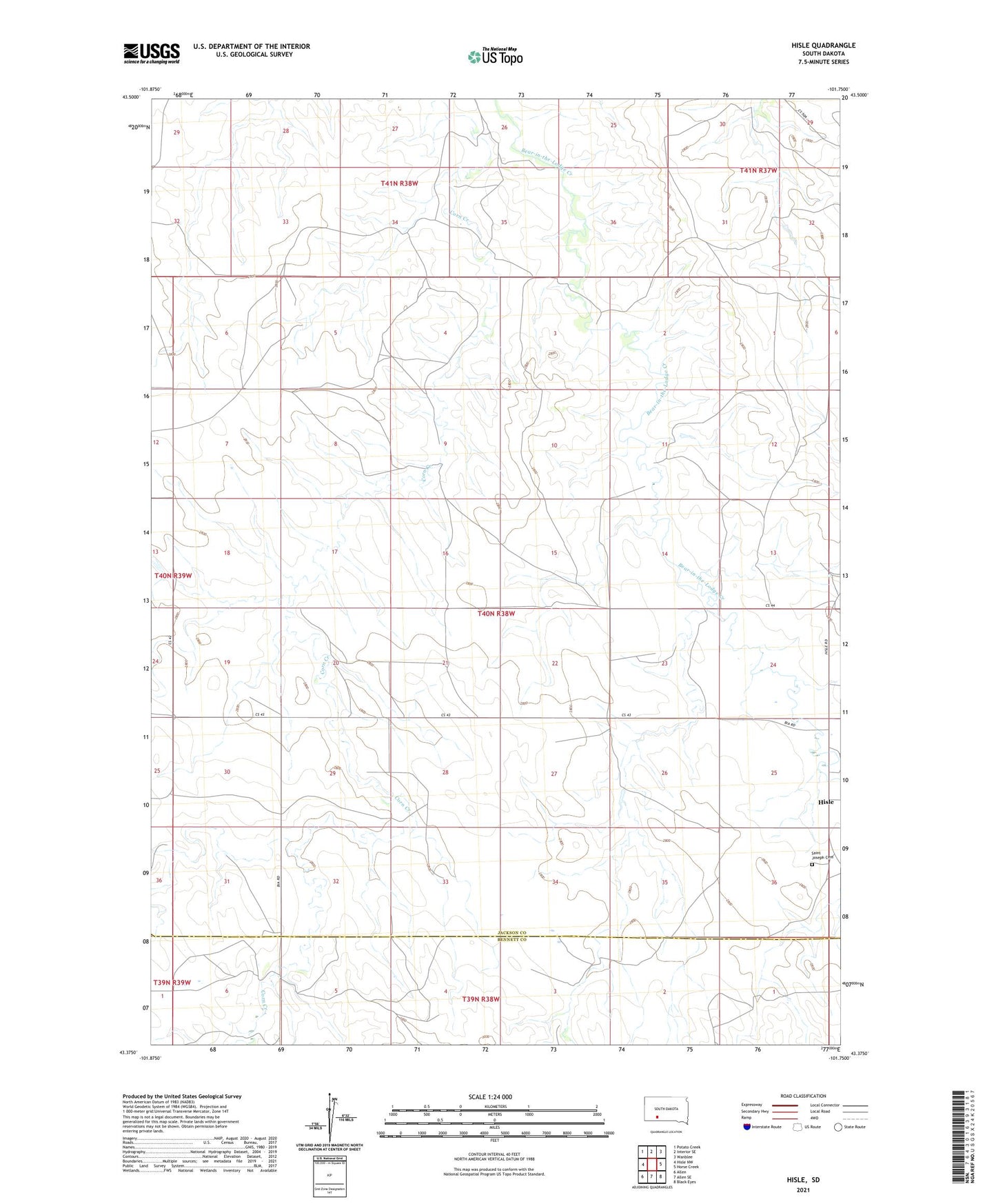 Hisle South Dakota US Topo Map Image