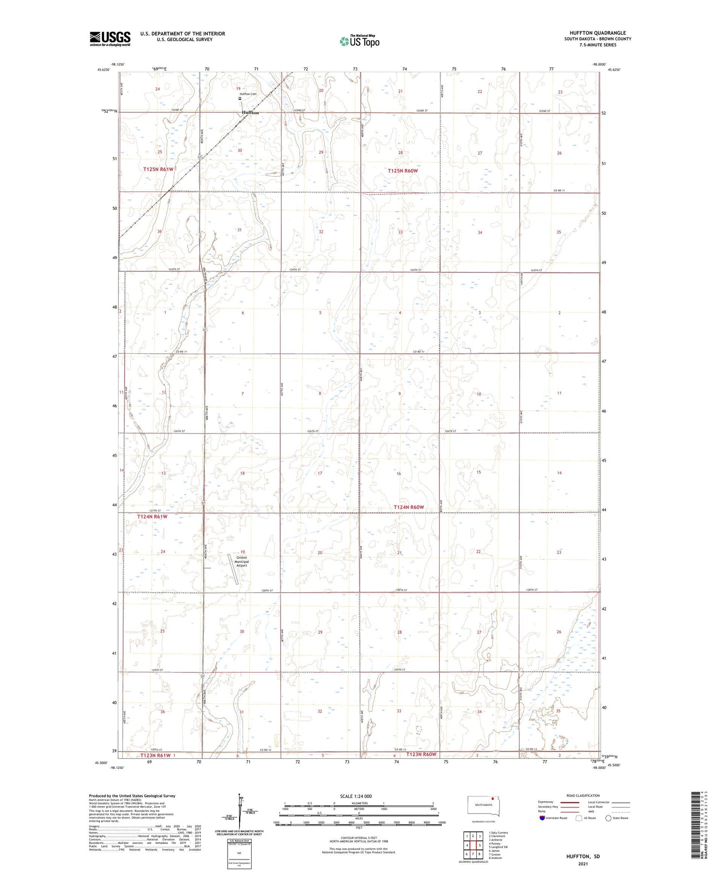 Huffton South Dakota US Topo Map Image